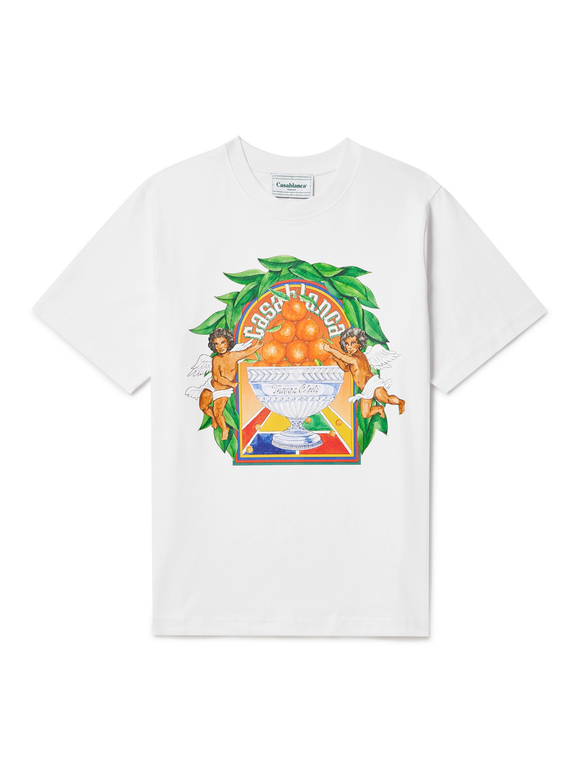 Shop Casablanca Triomphe D'orange Logo-print Organic Cotton-jersey T-shirt In White