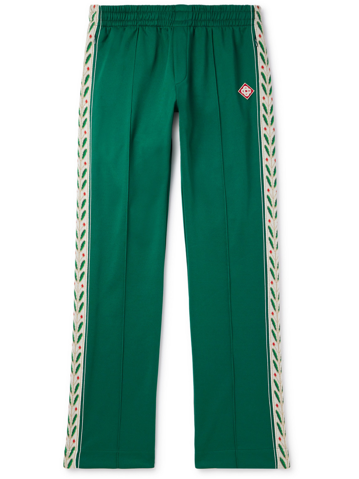 Casablanca Laurel Straight-leg Logo-appliquéd Jersey Sweatpants In Green