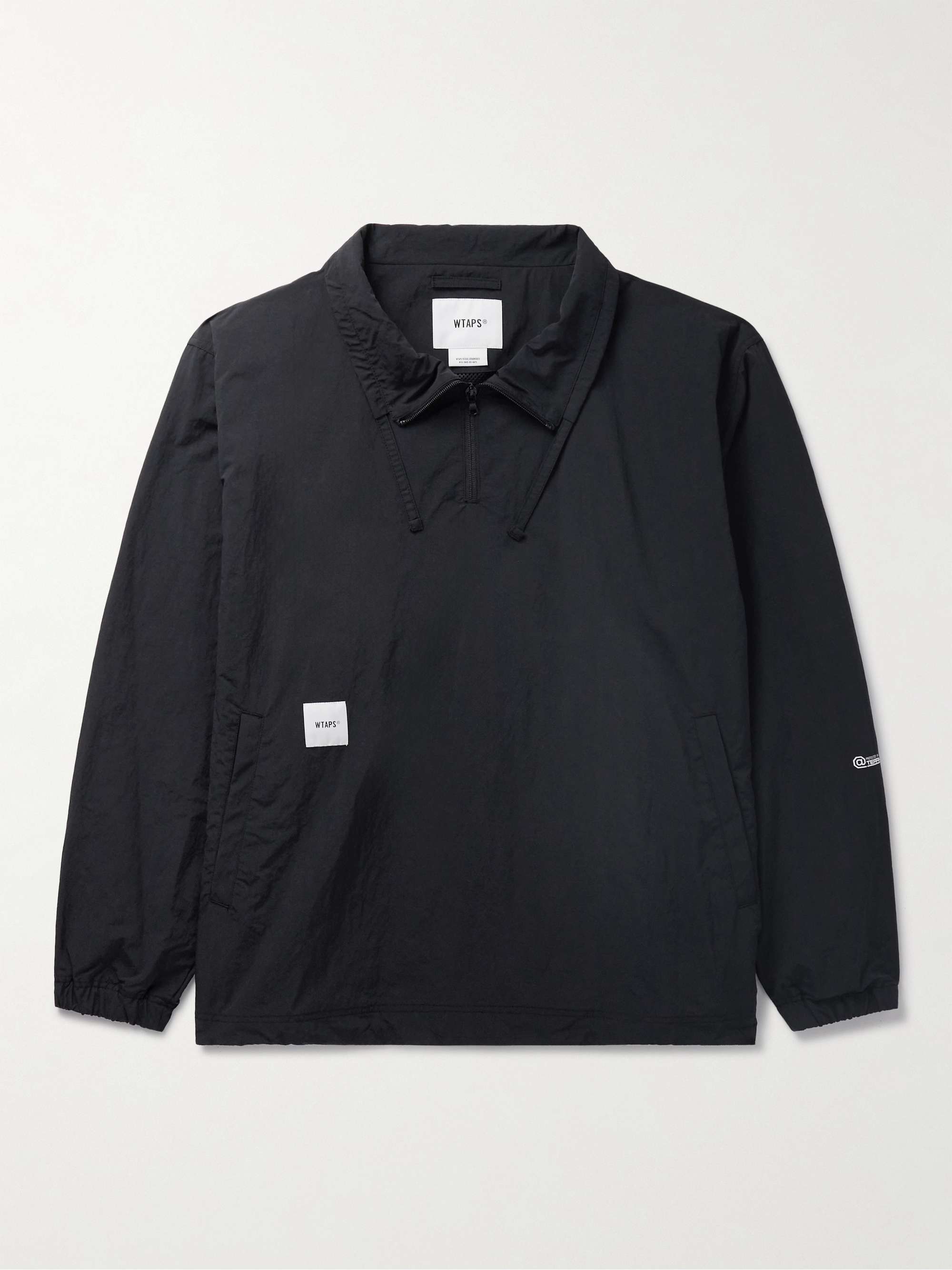 Kayan Logo-Appliquéd Crinkled-Nylon Half-Zip Jacket