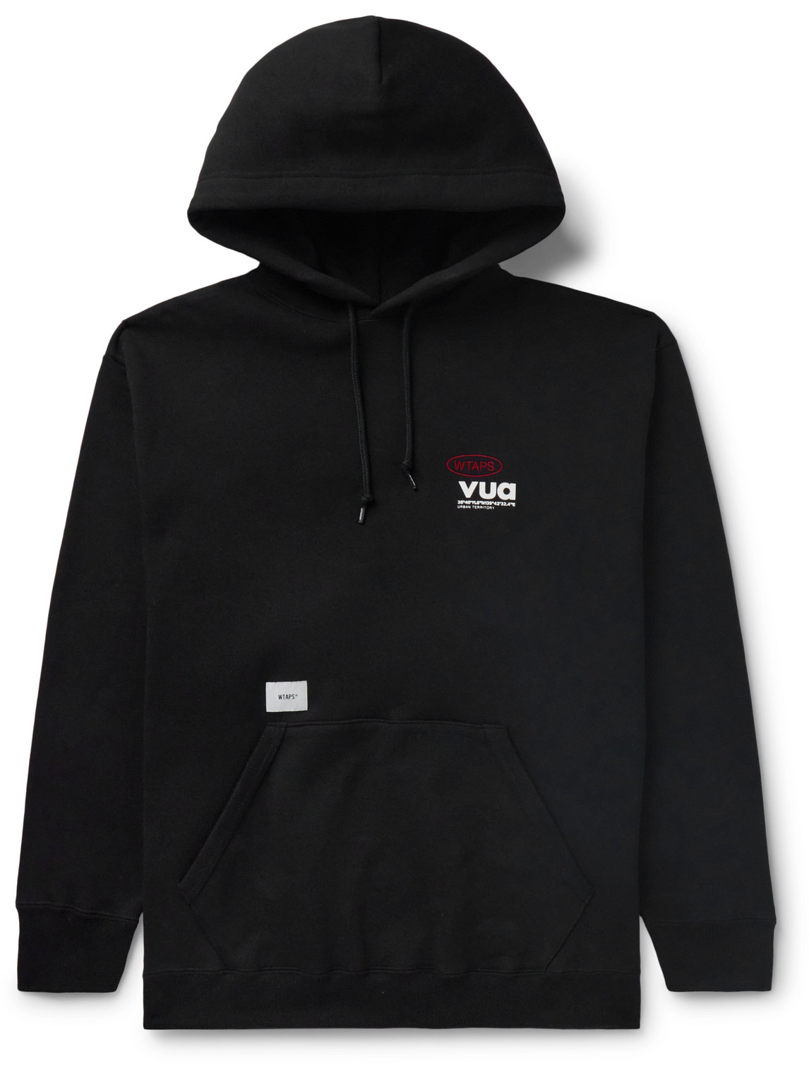 Shop Wtaps Logo-embroidered Printed Cotton-jersey Hoodie In Black