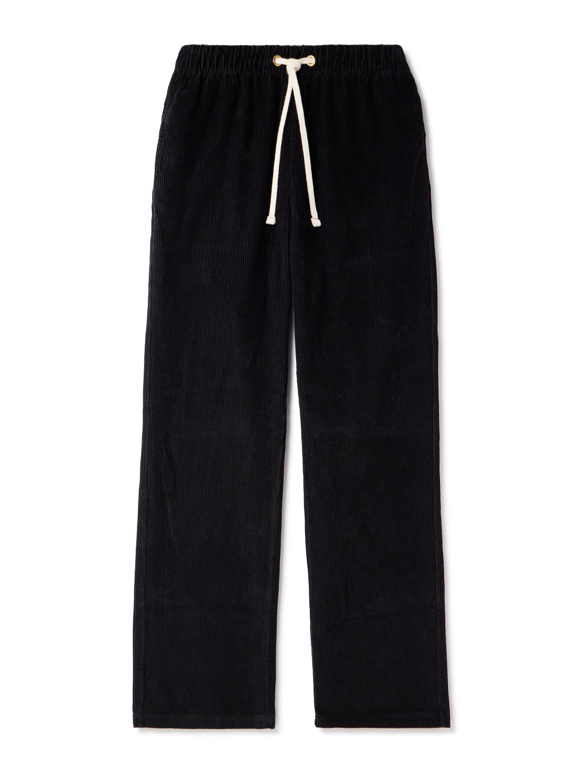 Les Tien Straight-leg Cotton-corduroy Drawstring Trousers In Black