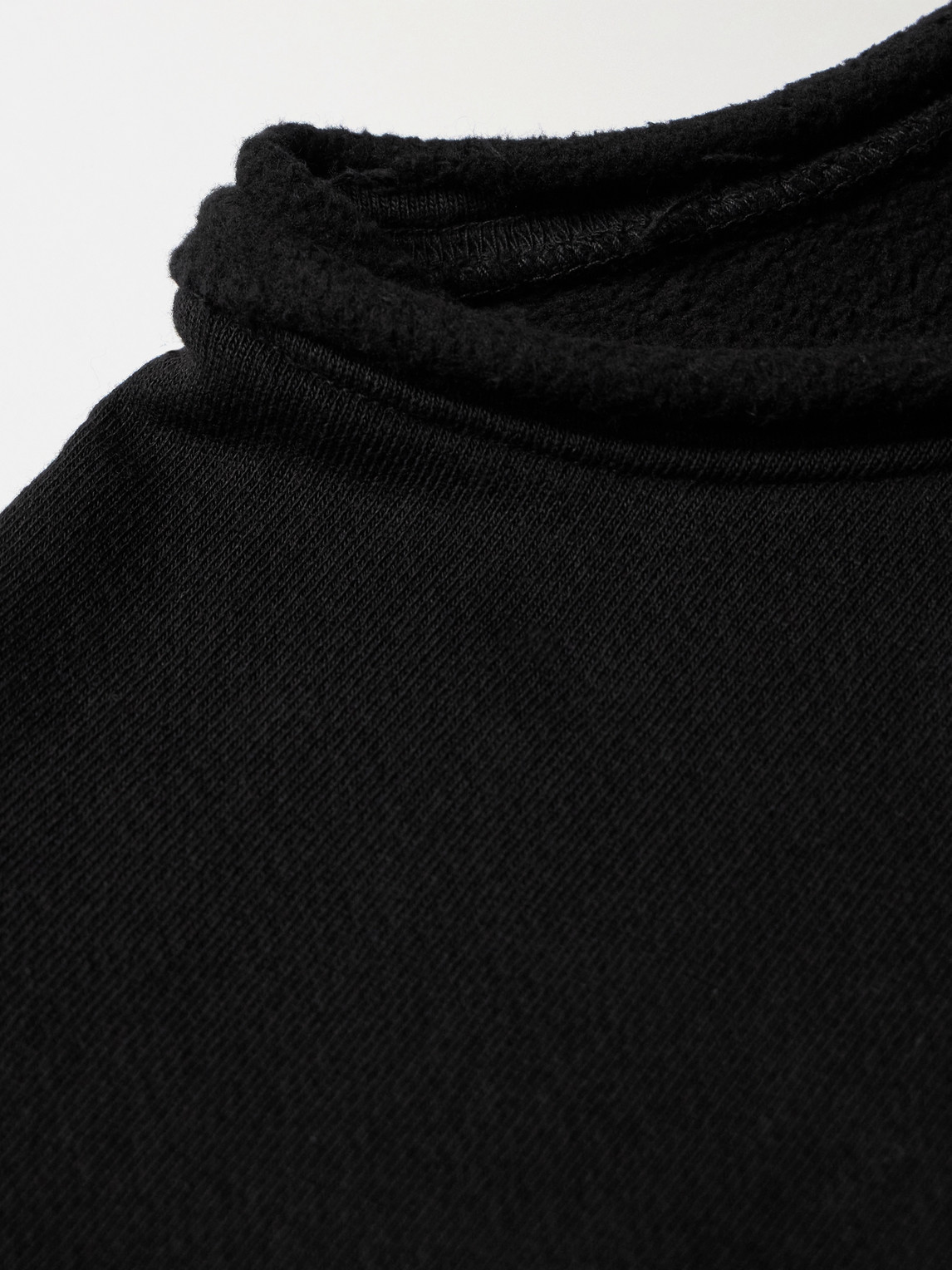 Shop Les Tien Distressed Cotton-jersey Sweatshirt In Black
