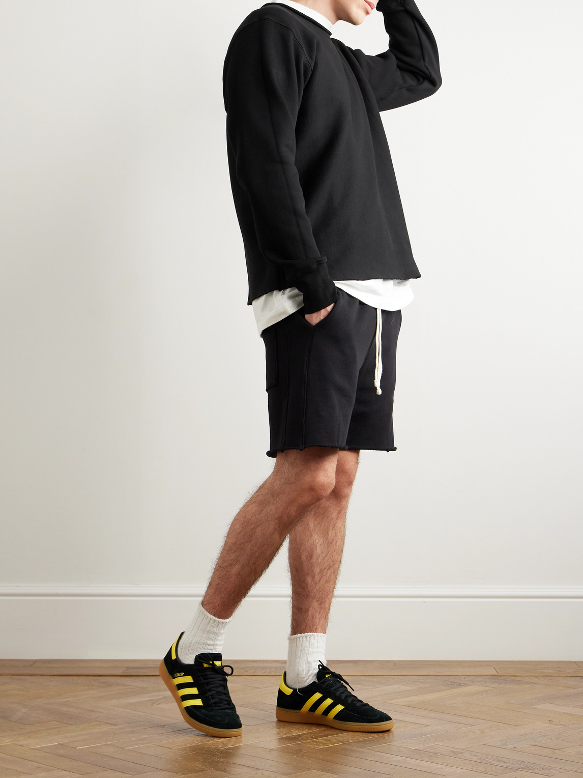 Straight-Leg Heavyweight Structured-Fleece Cotton-Jersey Drawstring Shorts — 2