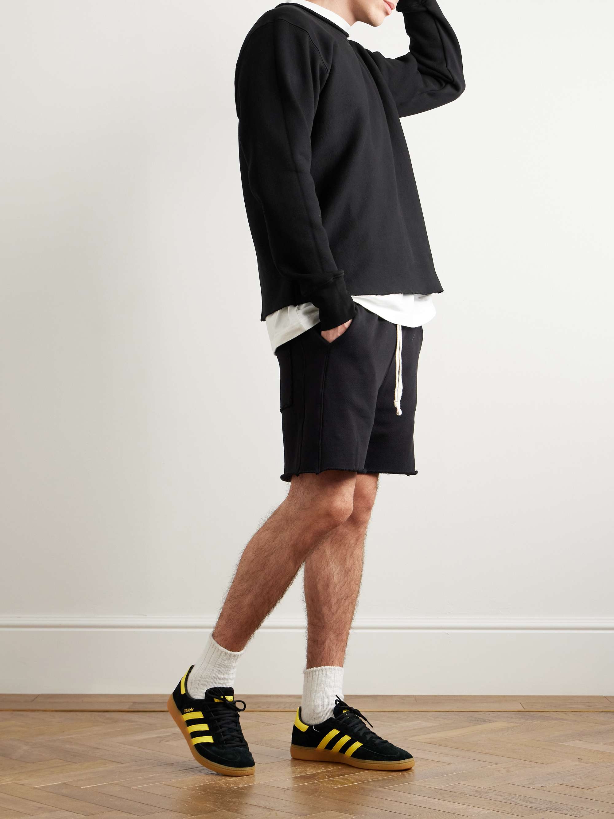 LES TIEN Garment-Dyed Fleece-Back Cotton-Jersey Drawstring Shorts