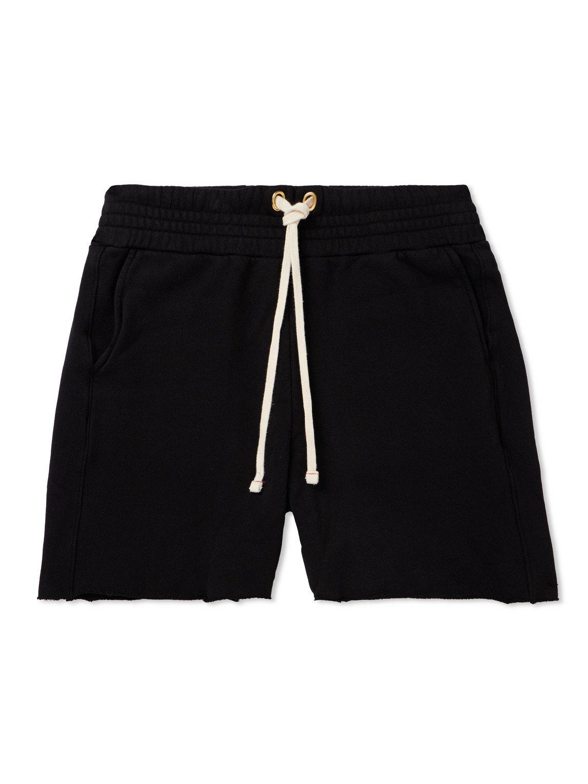 Les Tien Straight-leg Garment-dyed Cotton-jersey Drawstring Shorts In Black
