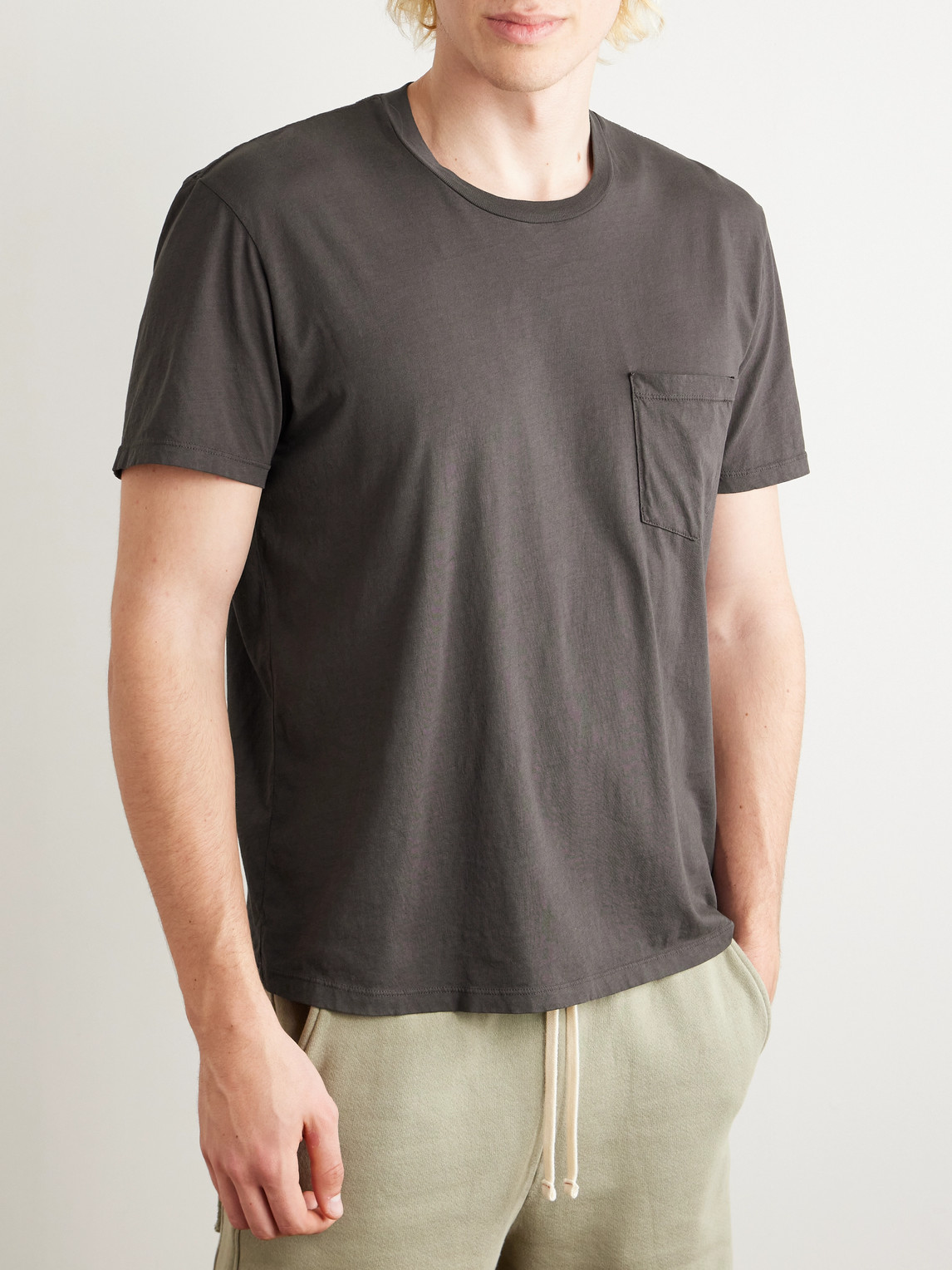 Shop Les Tien Cotton-jersey T-shirt In Gray