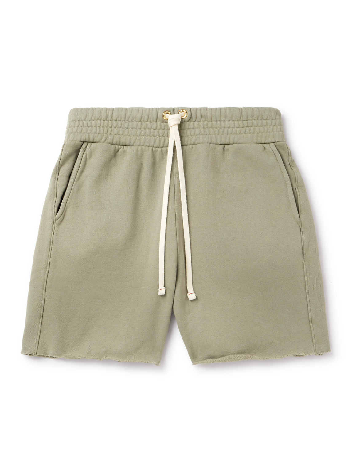 Les Tien Straight-leg Garment-dyed Cotton-jersey Drawstring Shorts In Green