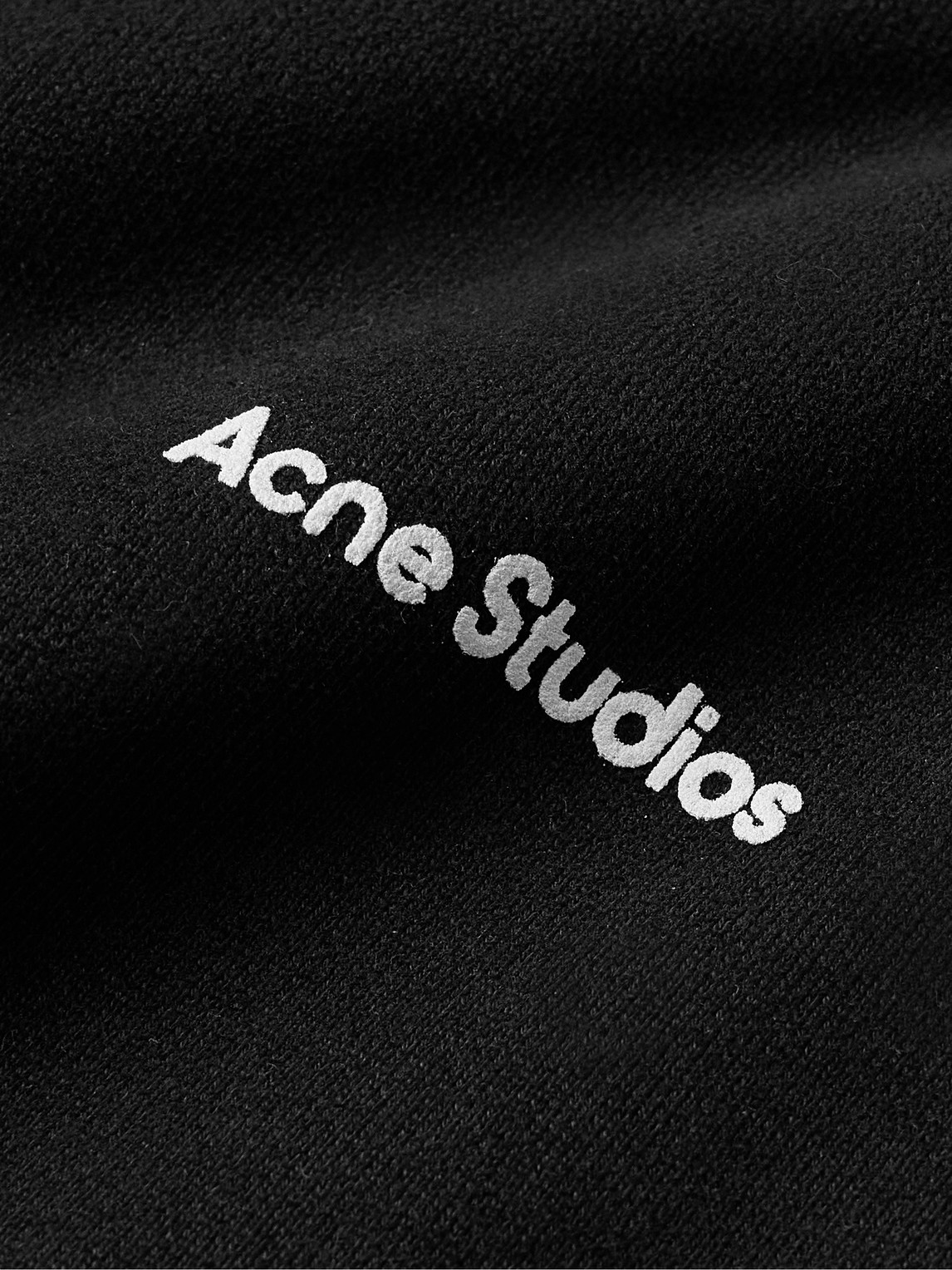 Shop Acne Studios Franklin Logo-flocked Cotton-jersey Hoodie In Black