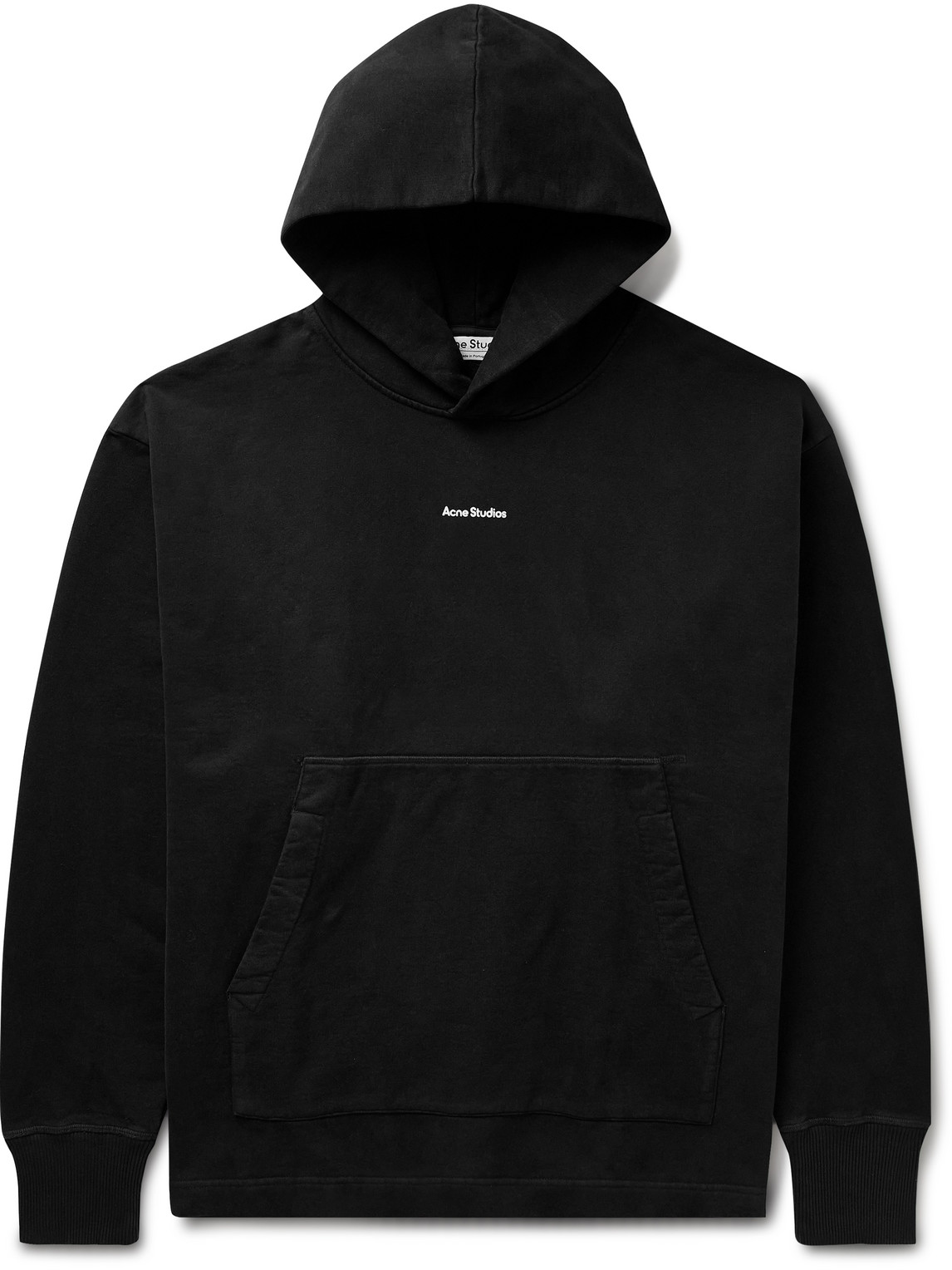 Shop Acne Studios Franklin Logo-flocked Cotton-jersey Hoodie In Black