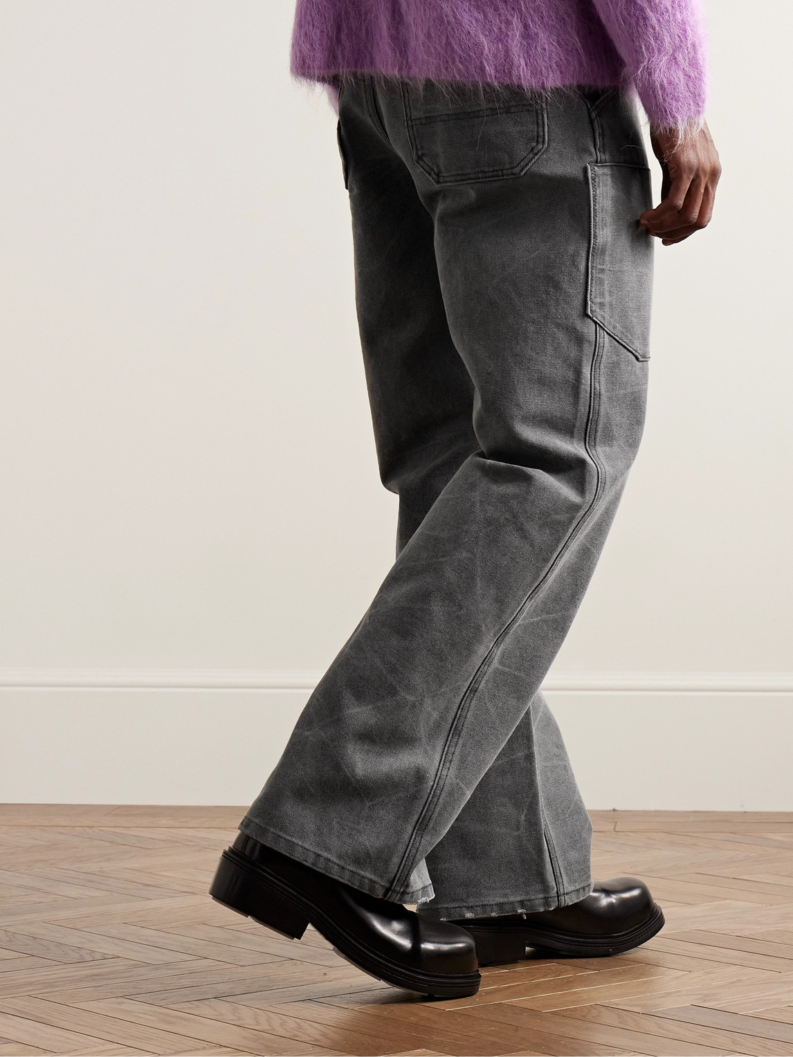 Shop Acne Studios Palma Straight-leg Pigment-dyed Cotton-canvas Trousers In Gray