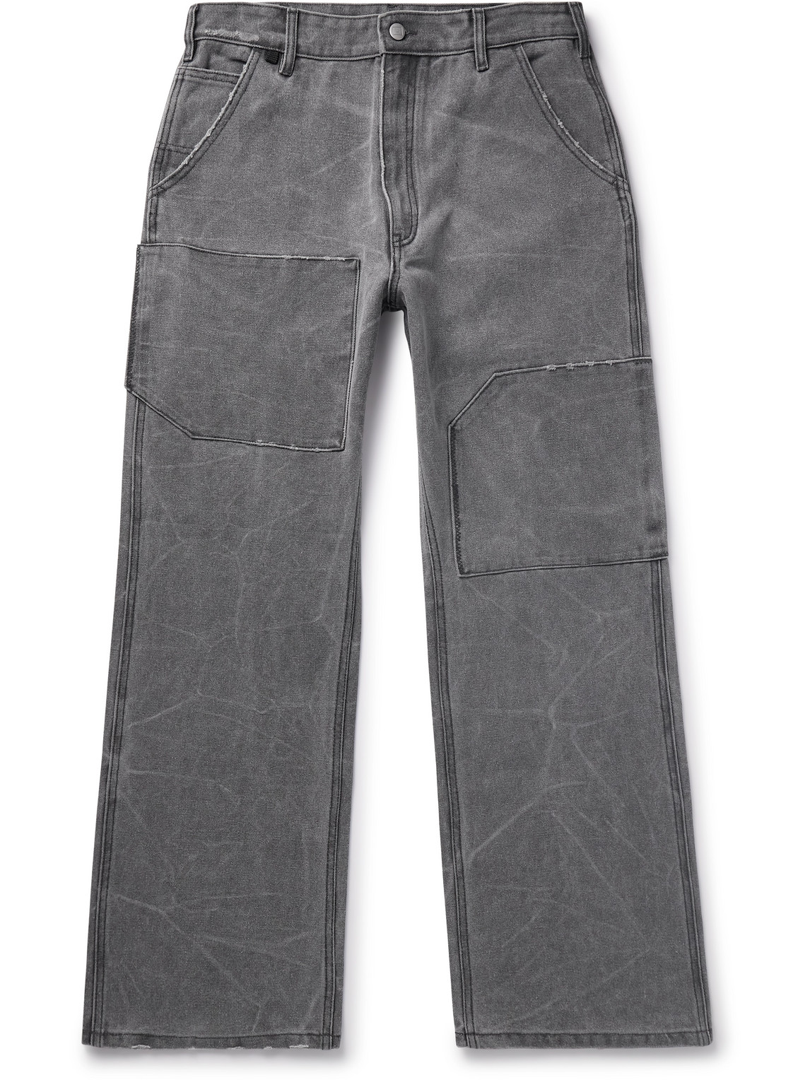 Shop Acne Studios Palma Straight-leg Pigment-dyed Cotton-canvas Trousers In Gray