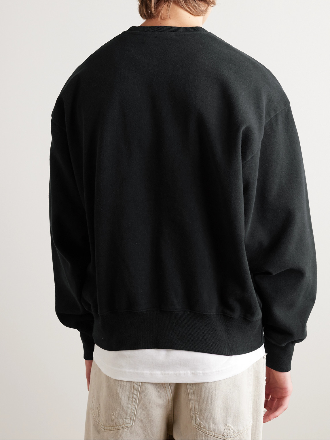 Shop Acne Studios Appliquéd Cotton-jersey Sweatshirt In Black