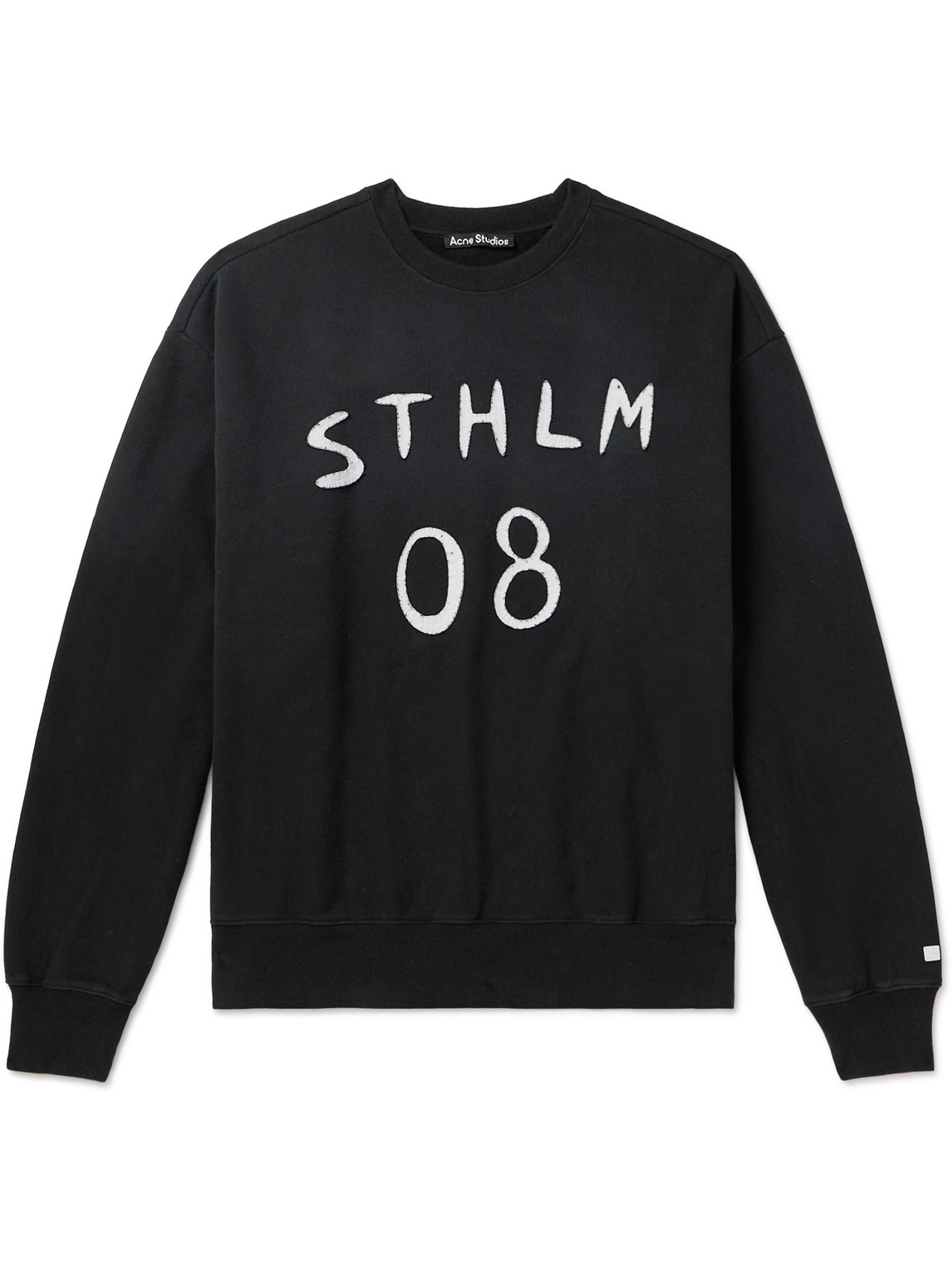 Shop Acne Studios Appliquéd Cotton-jersey Sweatshirt In Black