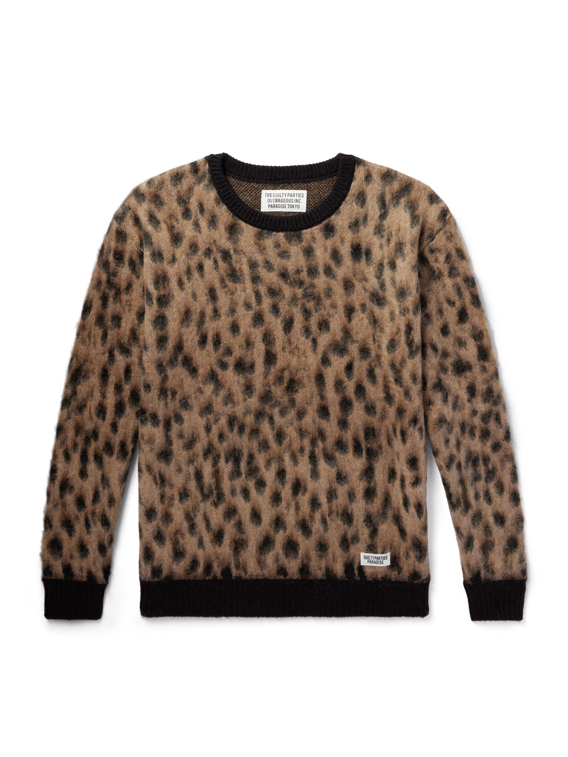 Wacko Maria Leopard-jacquard Knitted Sweater In Neutrals