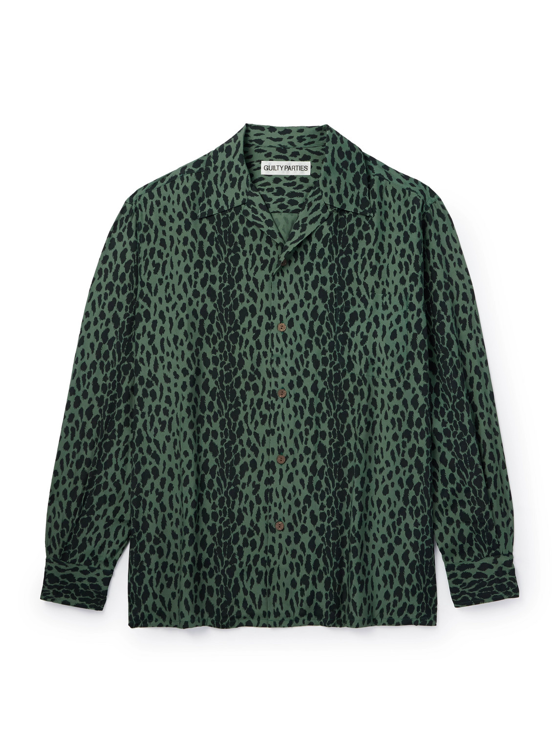 Wacko Maria Tim Lehi Convertible-collar Leopard-print Woven Shirt In Green