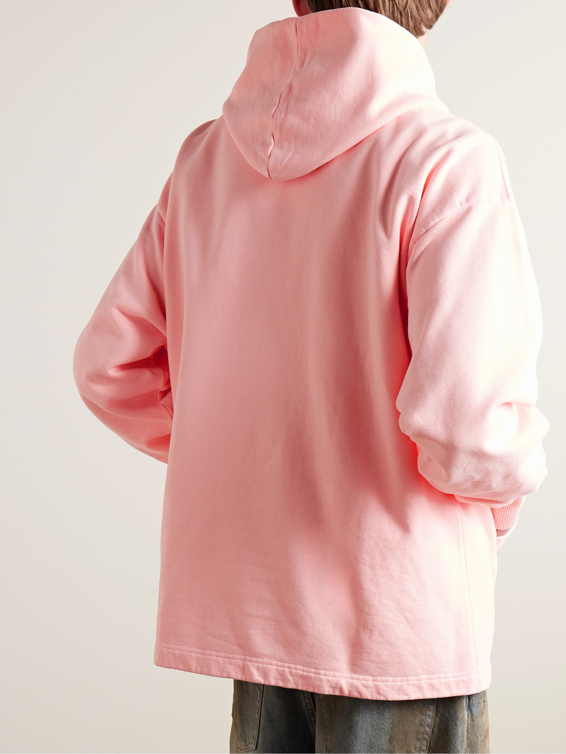 Shop Acne Studios Franklin Logo-flocked Cotton-jersey Hoodie In Pink