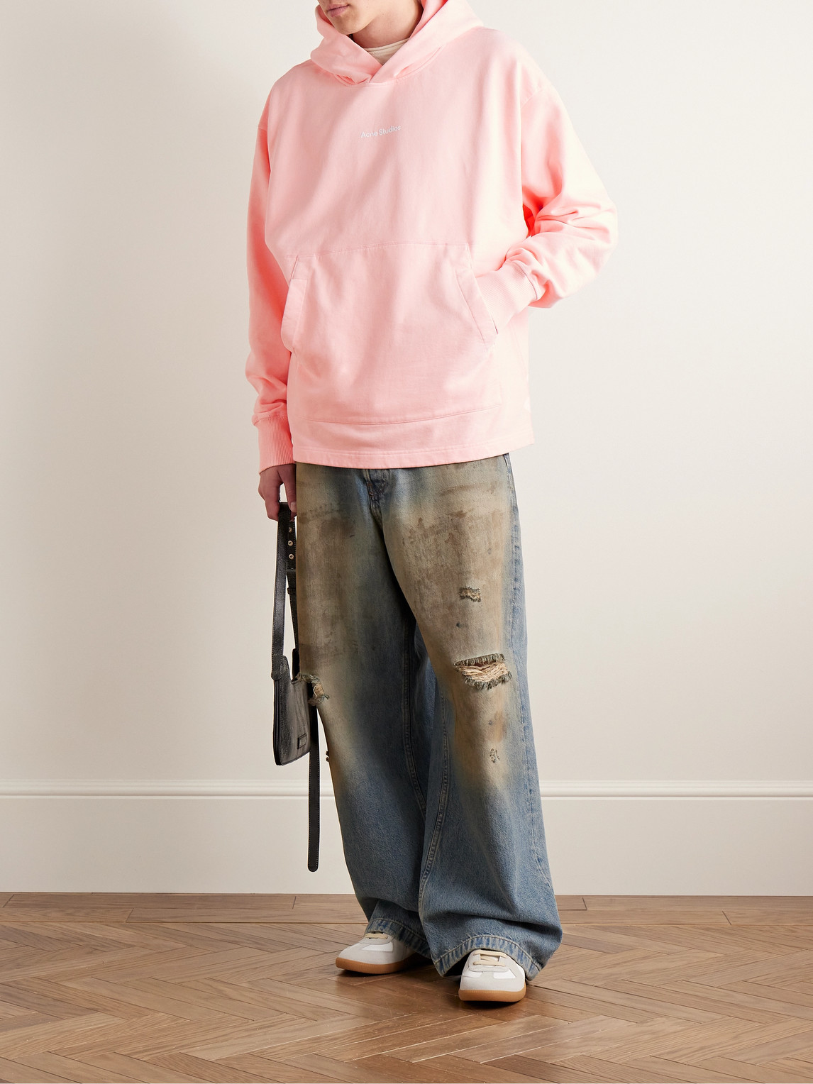 Shop Acne Studios Franklin Logo-flocked Cotton-jersey Hoodie In Pink