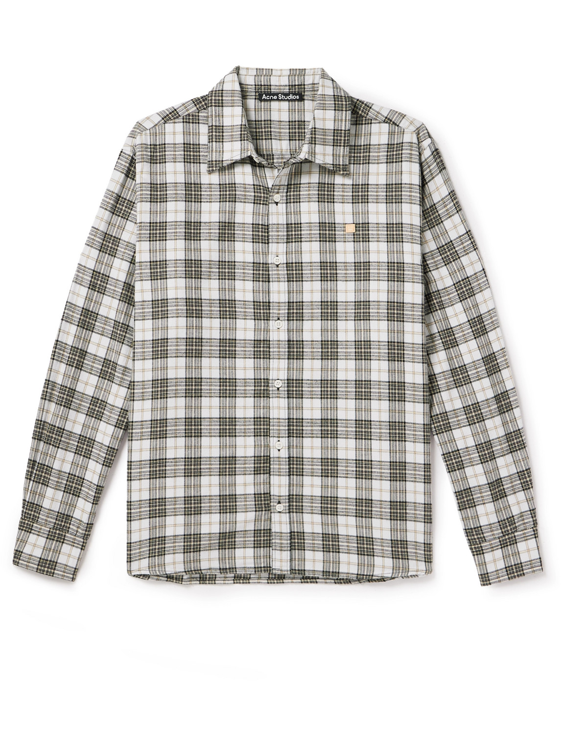 Acne Studios Logo-appliquéd Checked Cotton-flannel Shirt In White