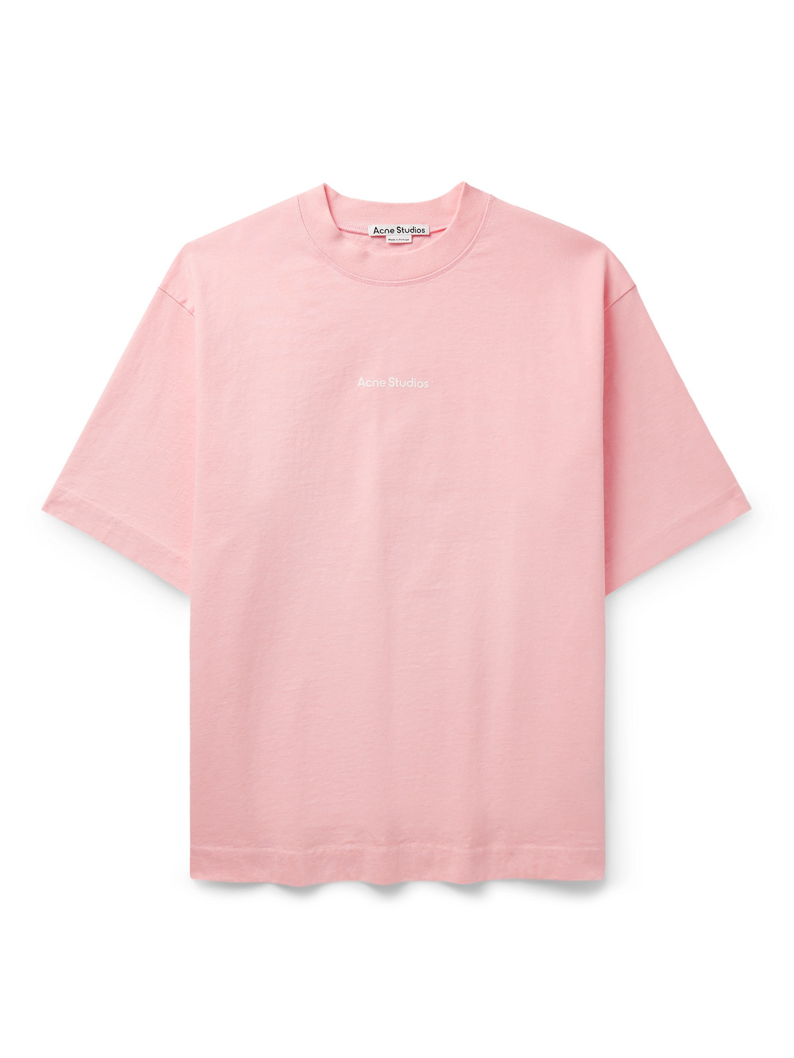 Acne Studios Extorr Logo-flocked Garment-dyed Cotton-jersey T-shirt In Pink