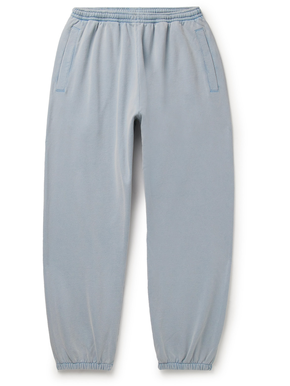 Acne Studios Tapered Logo-appliquéd Cotton-jersey Sweatpants In Blue