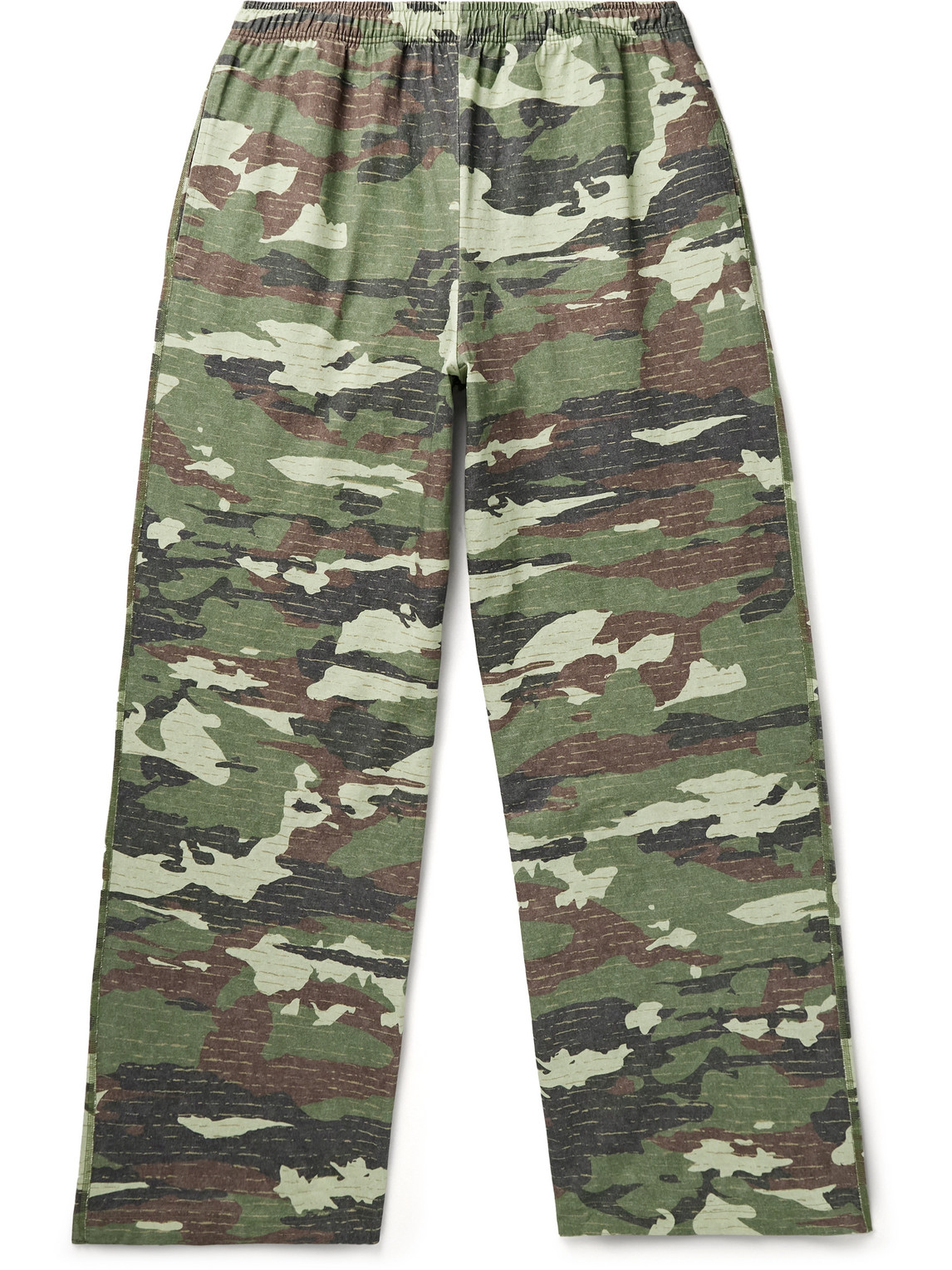 Acne Studios Camouflage-print Organic Cotton-jersey Wide-leg Trousers In Green
