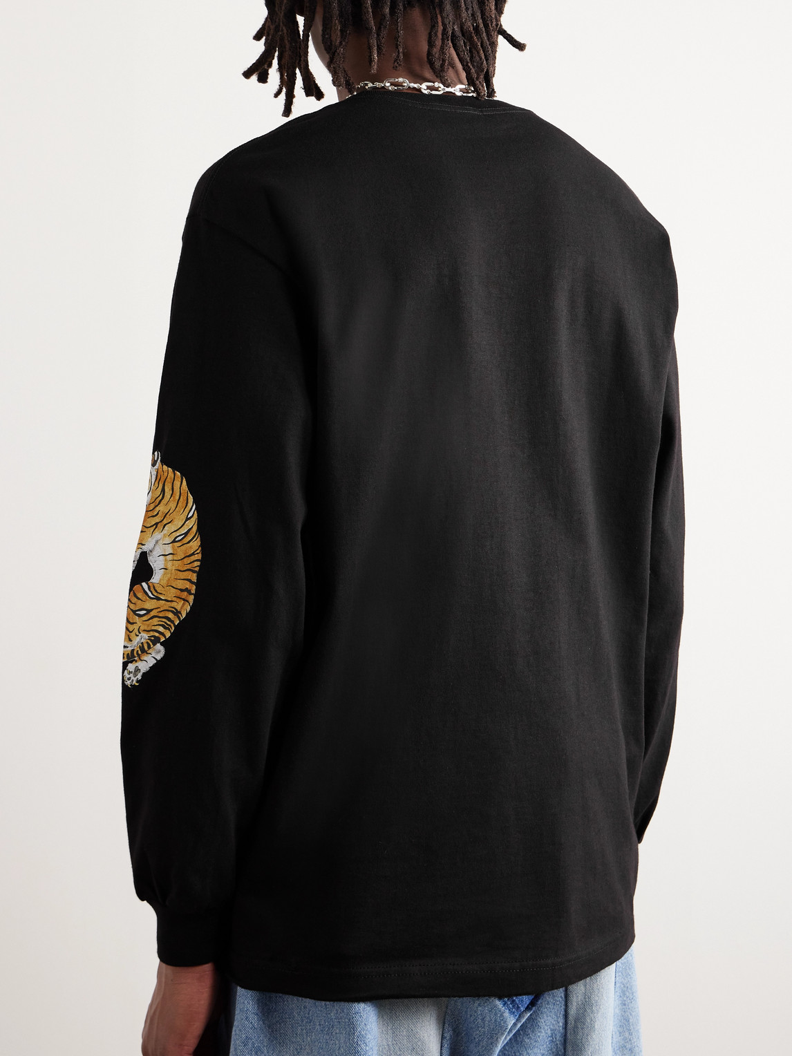 Shop Wacko Maria Tim Lehi Logo-embroidered Printed Cotton-jersey T-shirt In Black