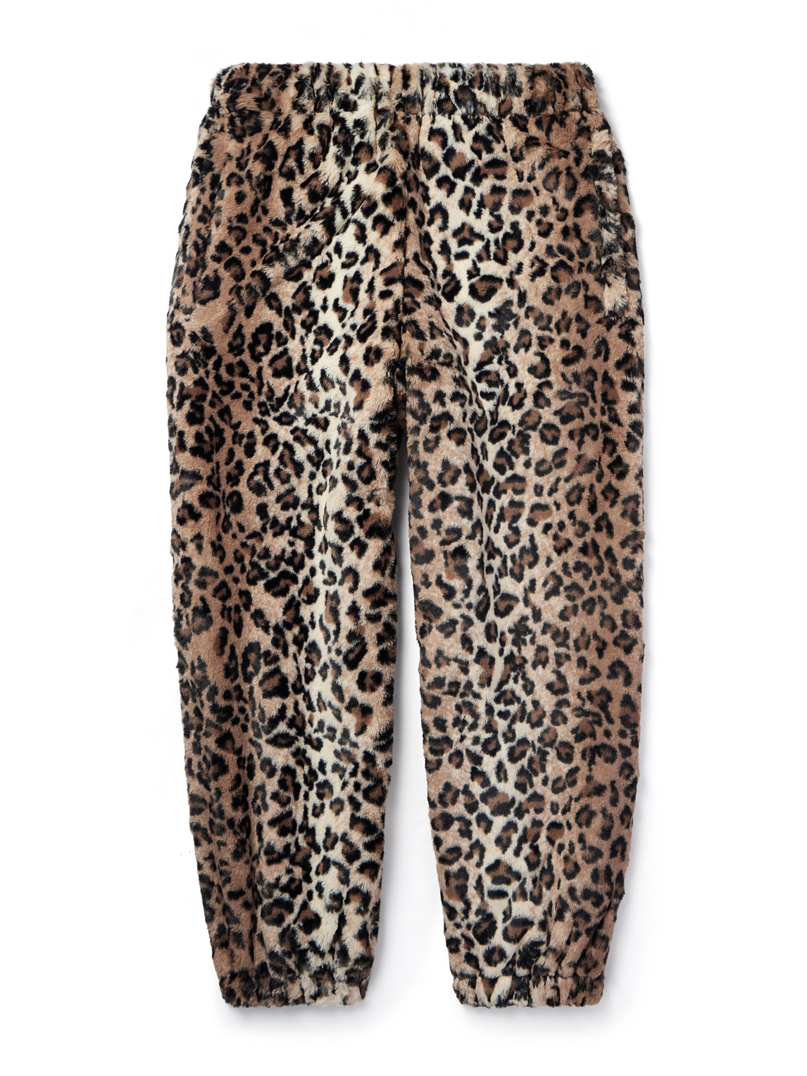 Tapered Leopard-Print Faux Fur Sweatpants