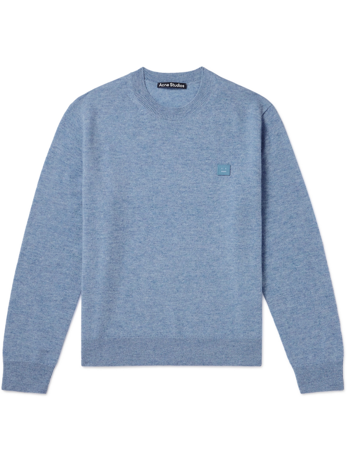 Shop Acne Studios Kalon Logo-appliquéd Wool Sweater In Blue