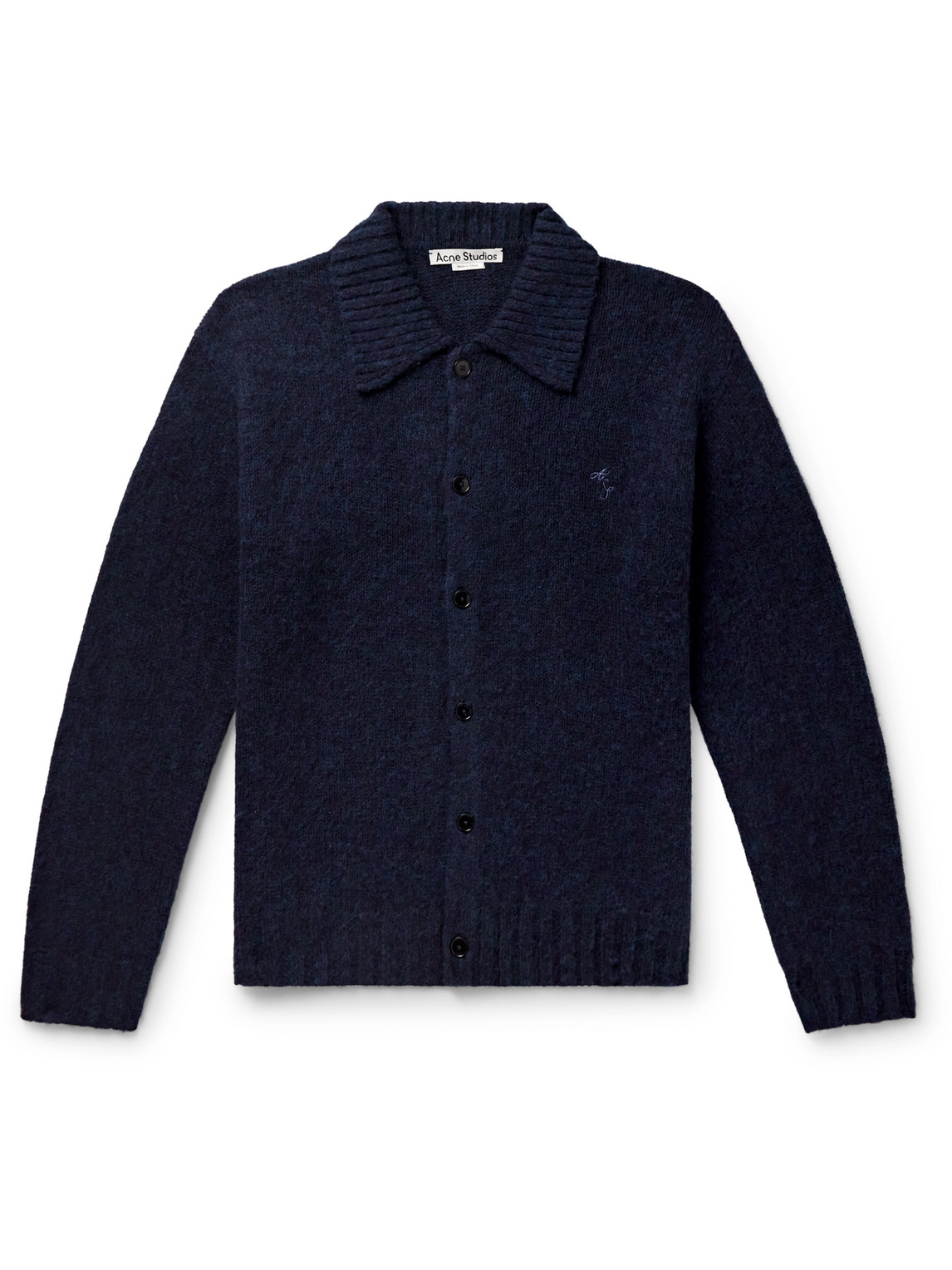 Shop Acne Studios Kabriel Logo-embroidered Wool Cardigan In Blue