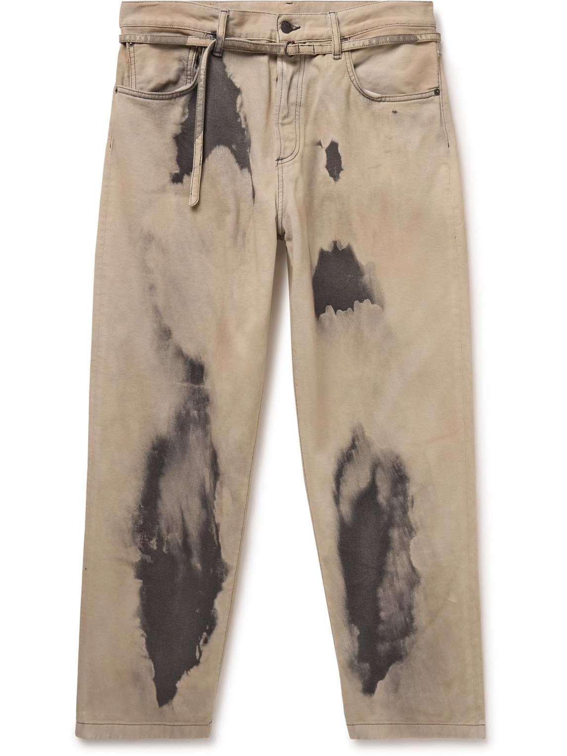 Acne Studios 1991 Toj Straight-leg Belted Tie-dyed Jeans In Neutrals
