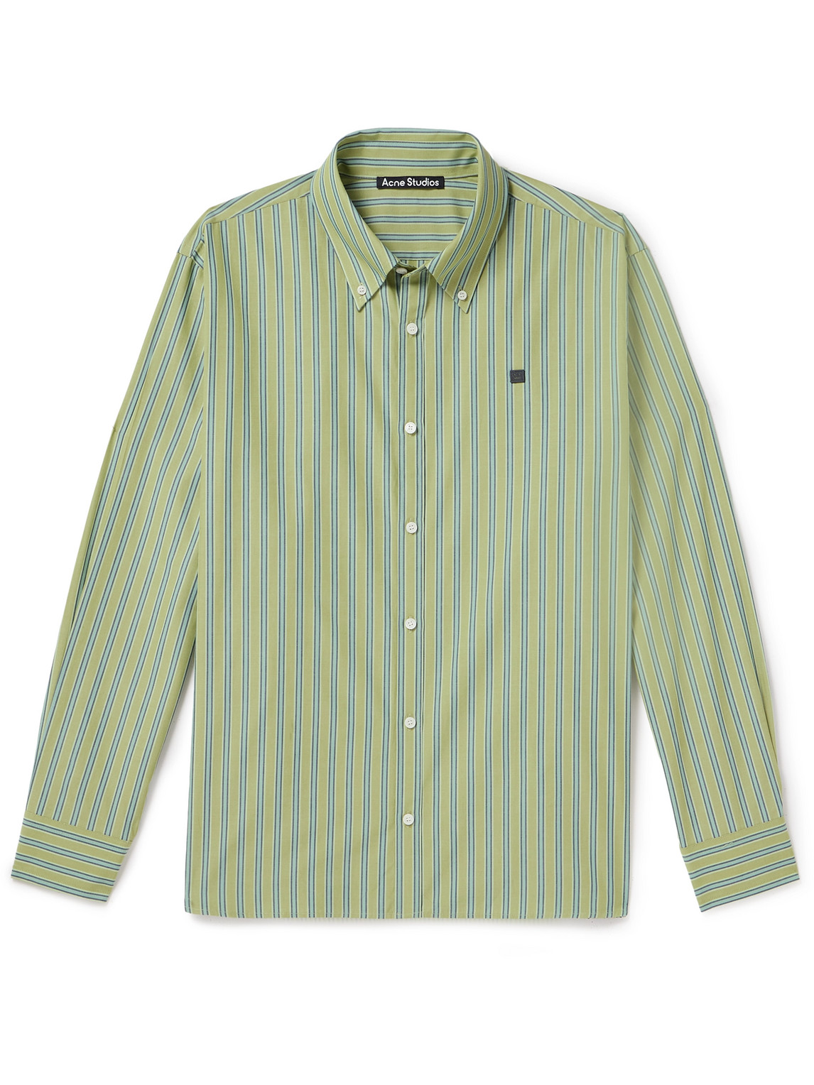 Acne Studios Logo-appliquéd Striped Cotton Shirt In Green