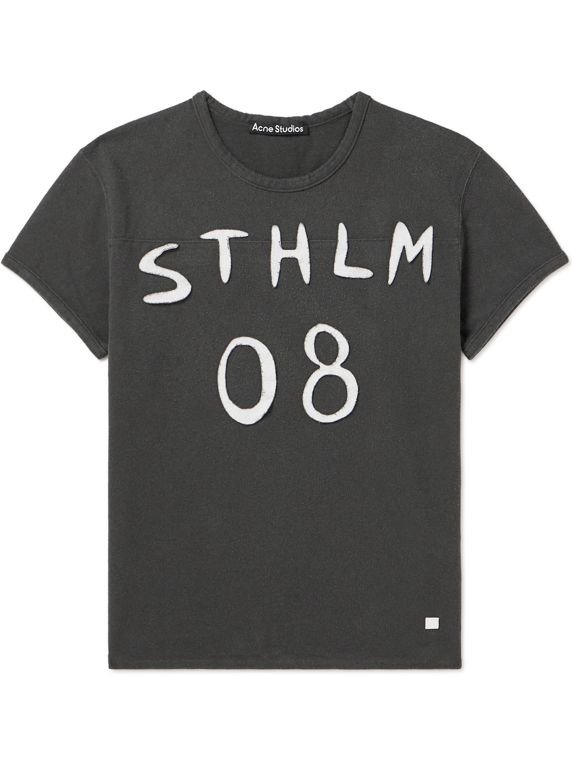 Acne Studios Appliquéd Cotton-jersey T-shirt In Gray