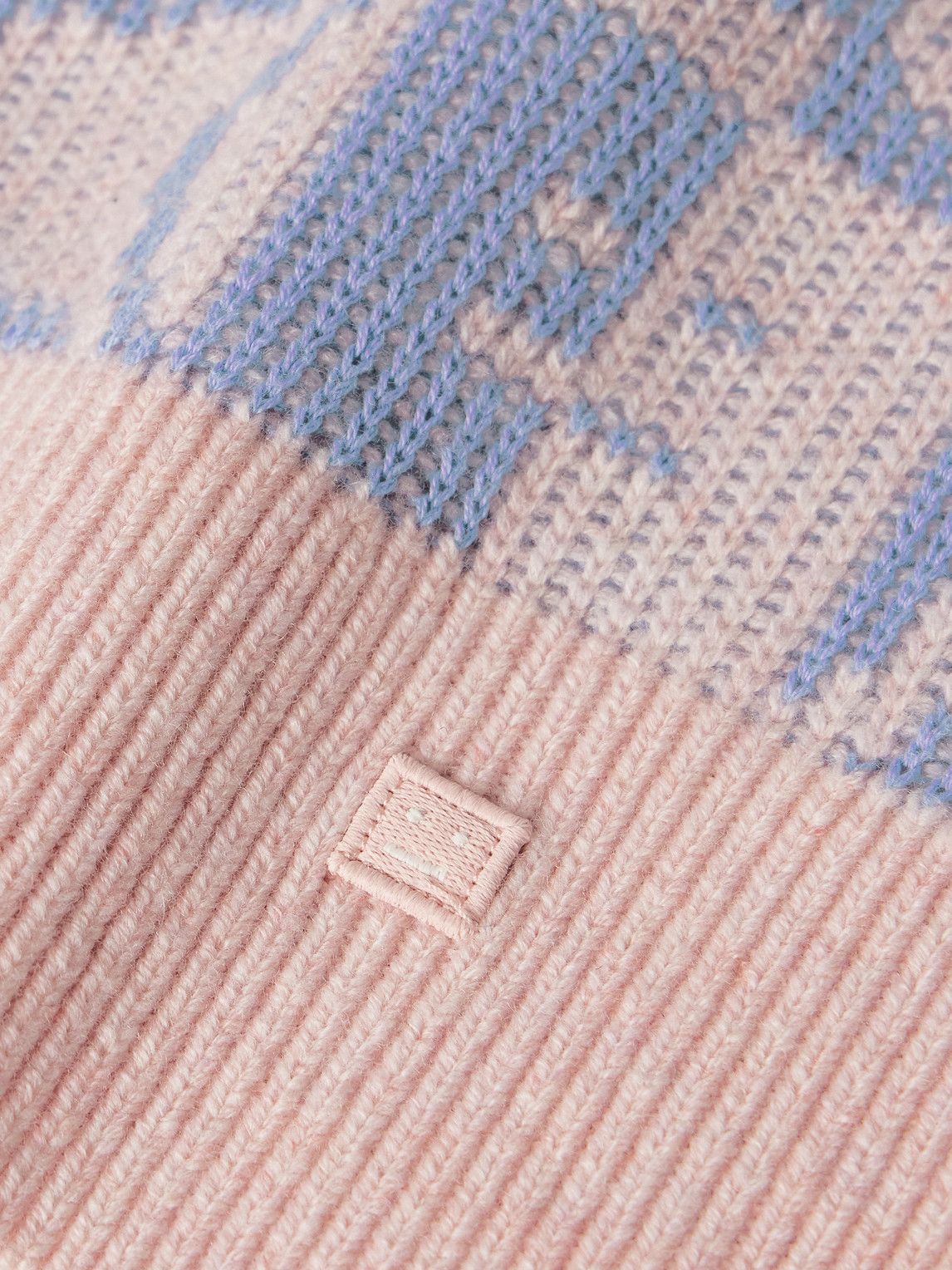 Shop Acne Studios Katch Jacquard-knit Wool And Cotton-blend Sweater In Pink