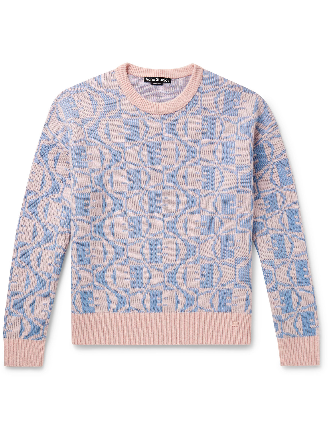 Acne Studios Katch Jacquard-knit Wool And Cotton-blend Sweater In Pink