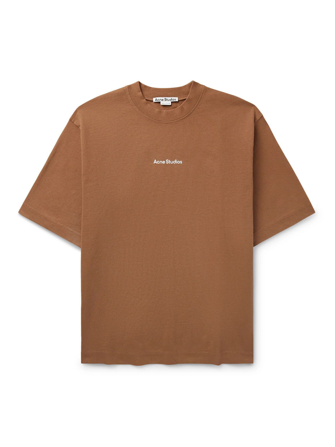 Acne Studios Extorr Logo-flocked Garment-dyed Cotton-jersey T-shirt In Brown