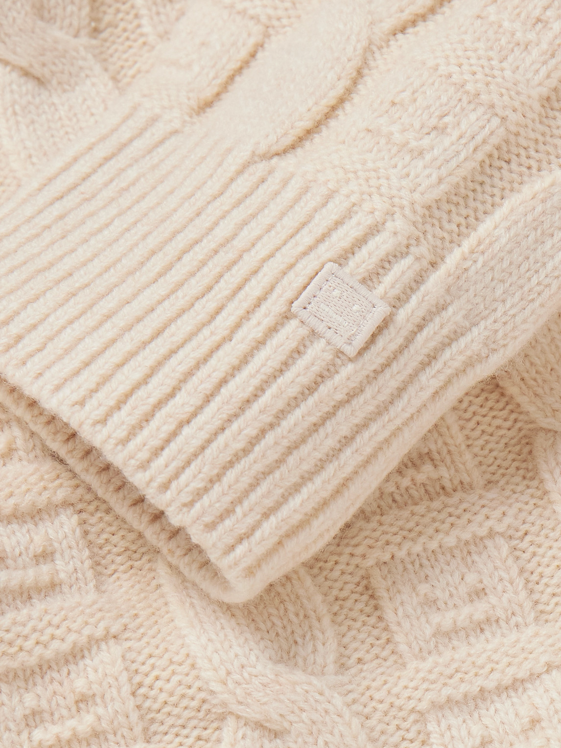 Shop Acne Studios Kelvir Face Cable-knit Wool-blend Sweater In Neutrals