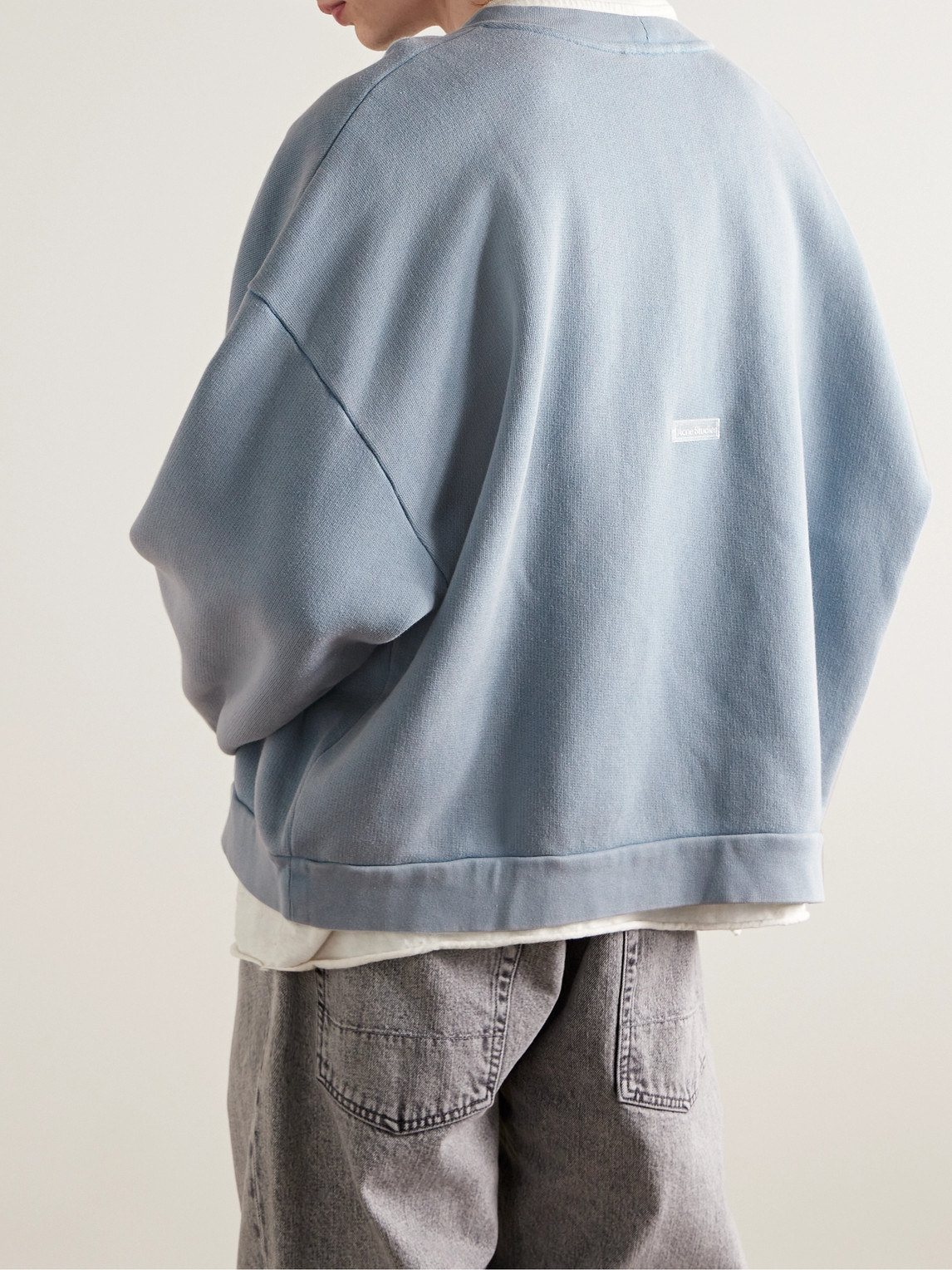 Shop Acne Studios Fester Garment-dyed Cotton-jersey Sweatshirt In Blue