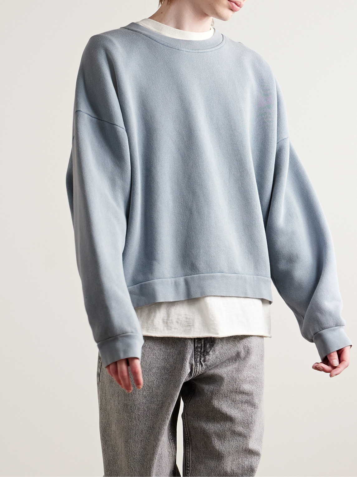 Shop Acne Studios Fester Garment-dyed Cotton-jersey Sweatshirt In Blue