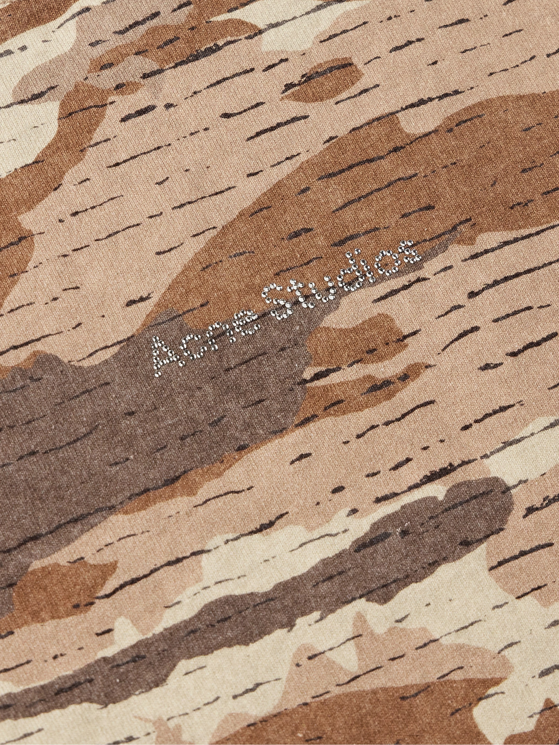 Shop Acne Studios Extorr Crystal-embellished Camouflage-print Cotton-jersey T-shirt In Brown