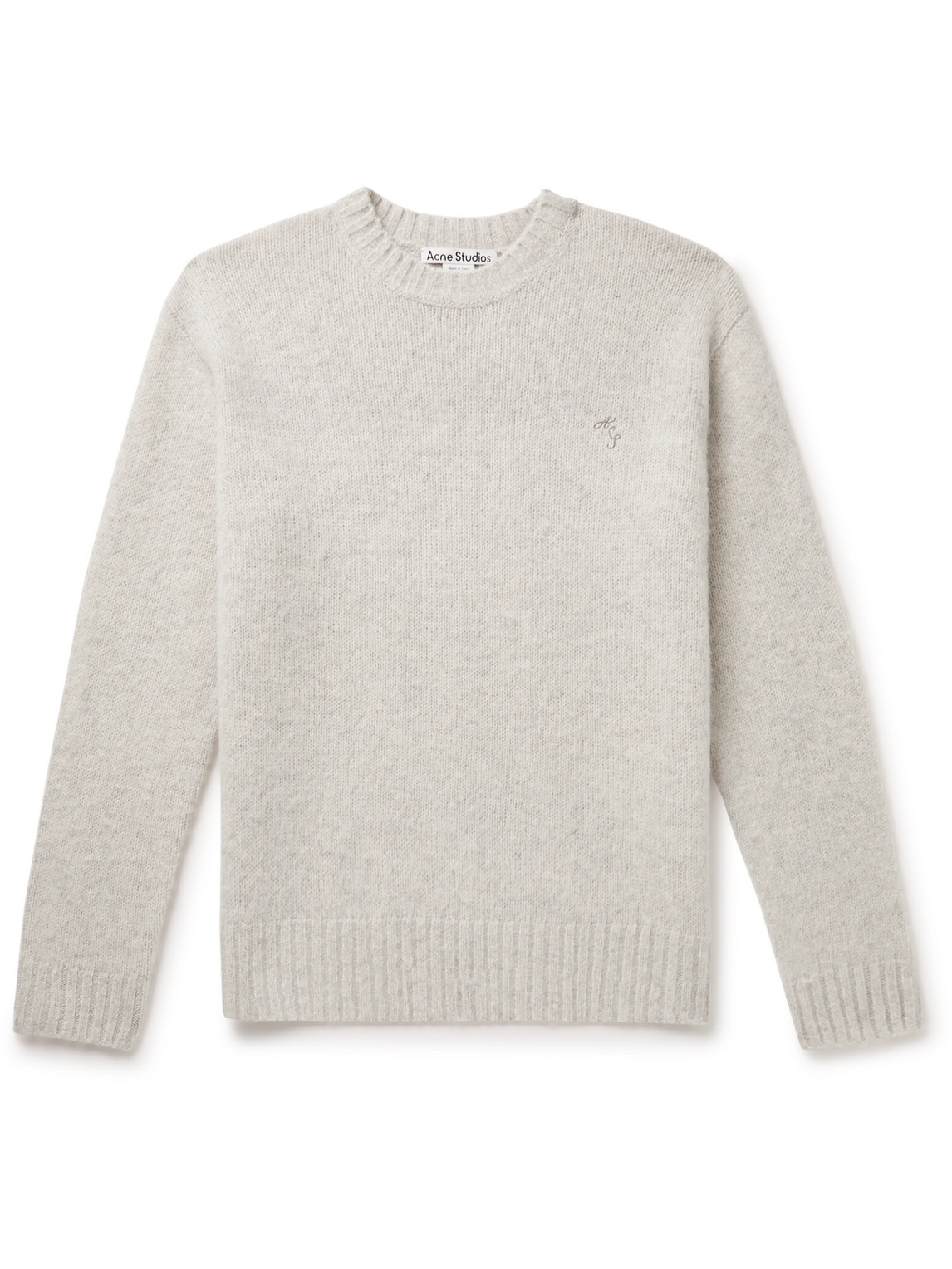 Acne Studios Kowy Logo-embroidered Shetland Wool Sweater In Gray