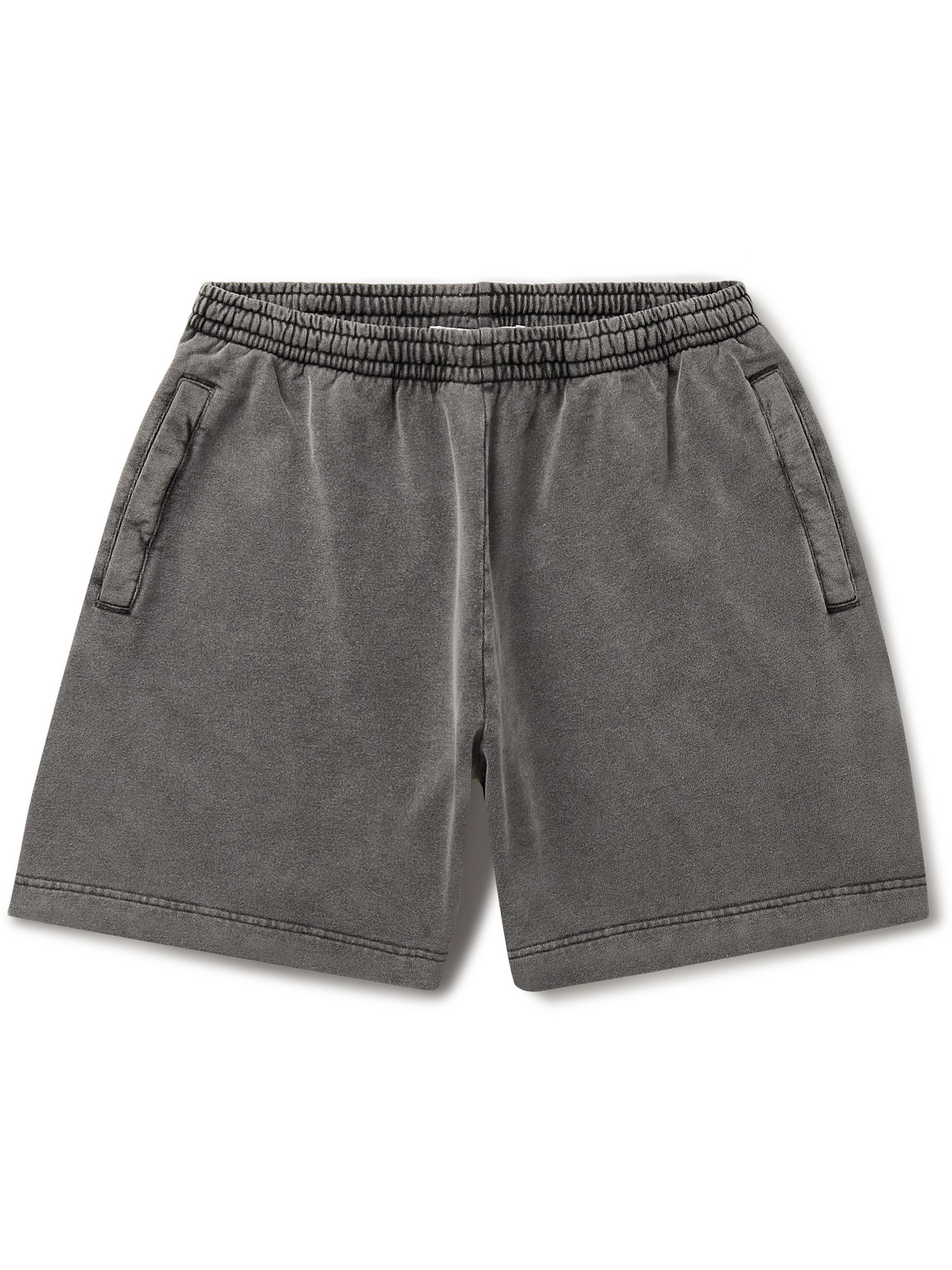 Shop Acne Studios Rego Straight-leg Logo-appliquéd Cotton-jersey Shorts In Gray