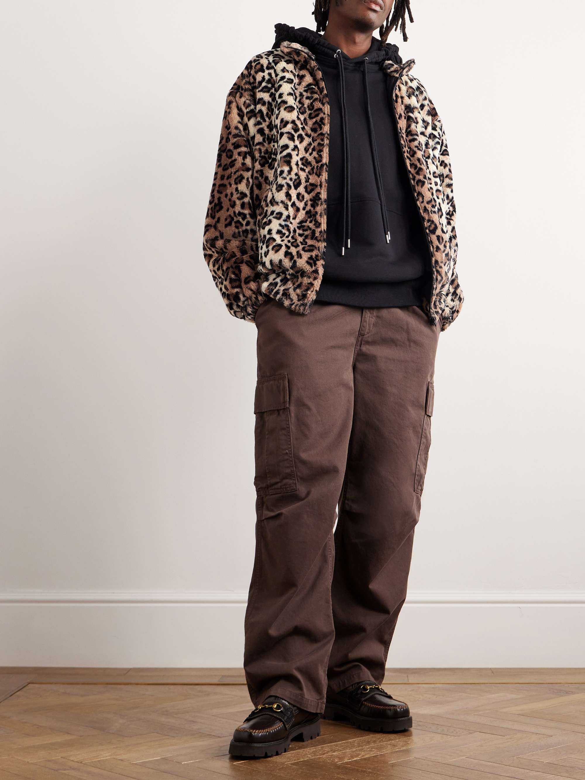 WACKO MARIA Leopard-Print Faux Fur Zip-Up Track Jacket for Men