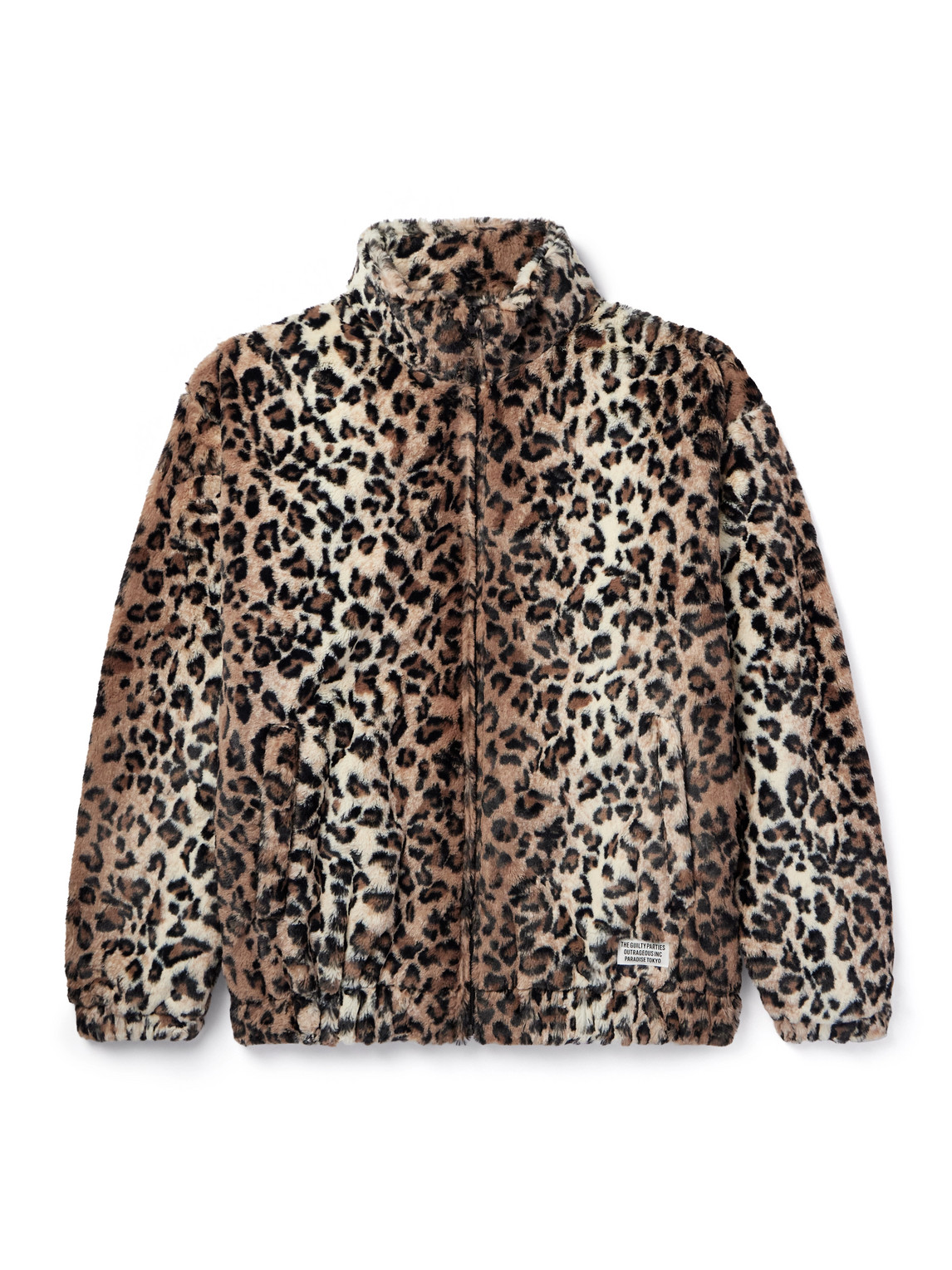 Wacko Maria Leopard-print Faux Fur Zip-up Track Jacket In Neutrals