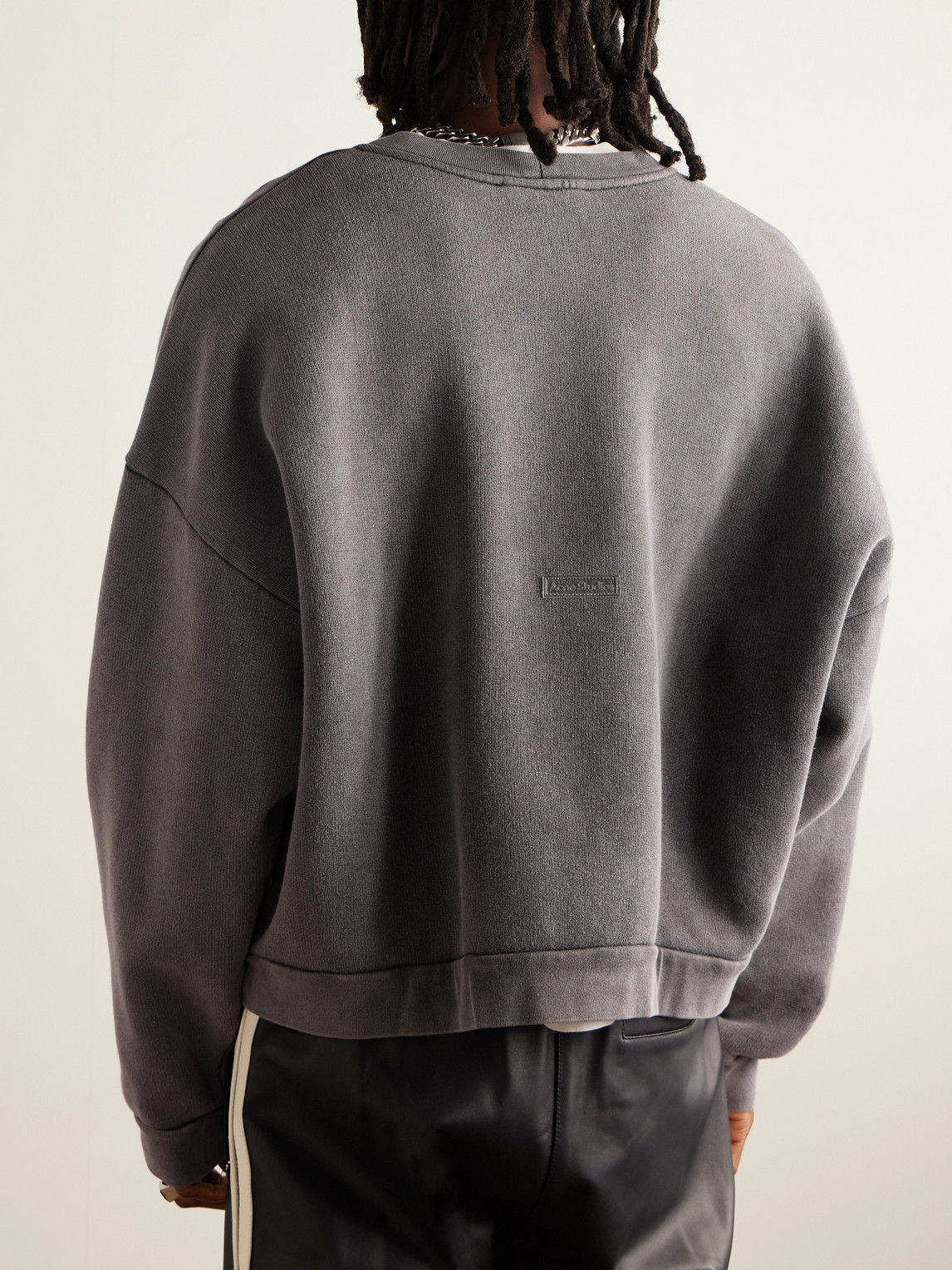 Shop Acne Studios Fester U Garment-dyed Cotton-jersey Sweatshirt In Gray