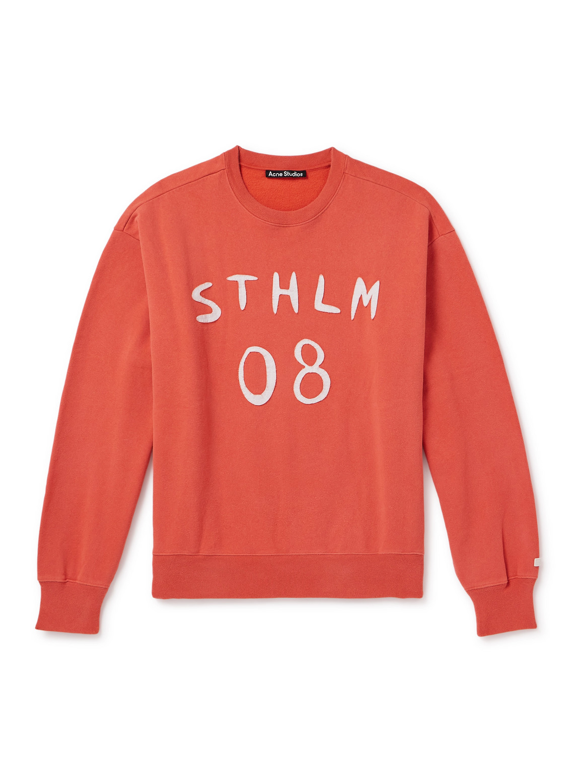 Acne Studios Appliquéd Cotton-jersey Sweatshirt In Orange