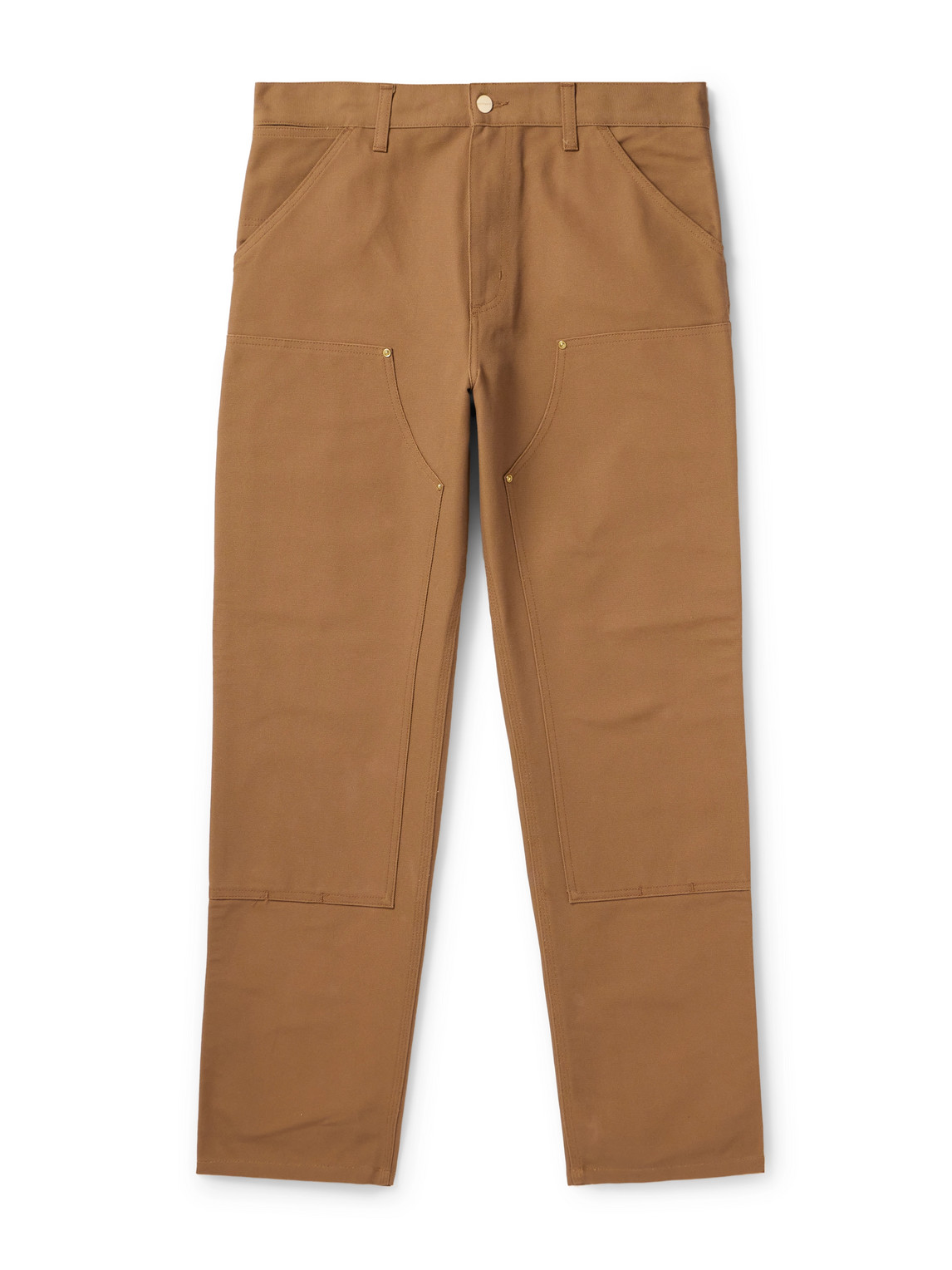 Carhartt Double Knee Straight-leg Cotton-canvas Carpenter Trousers In Brown