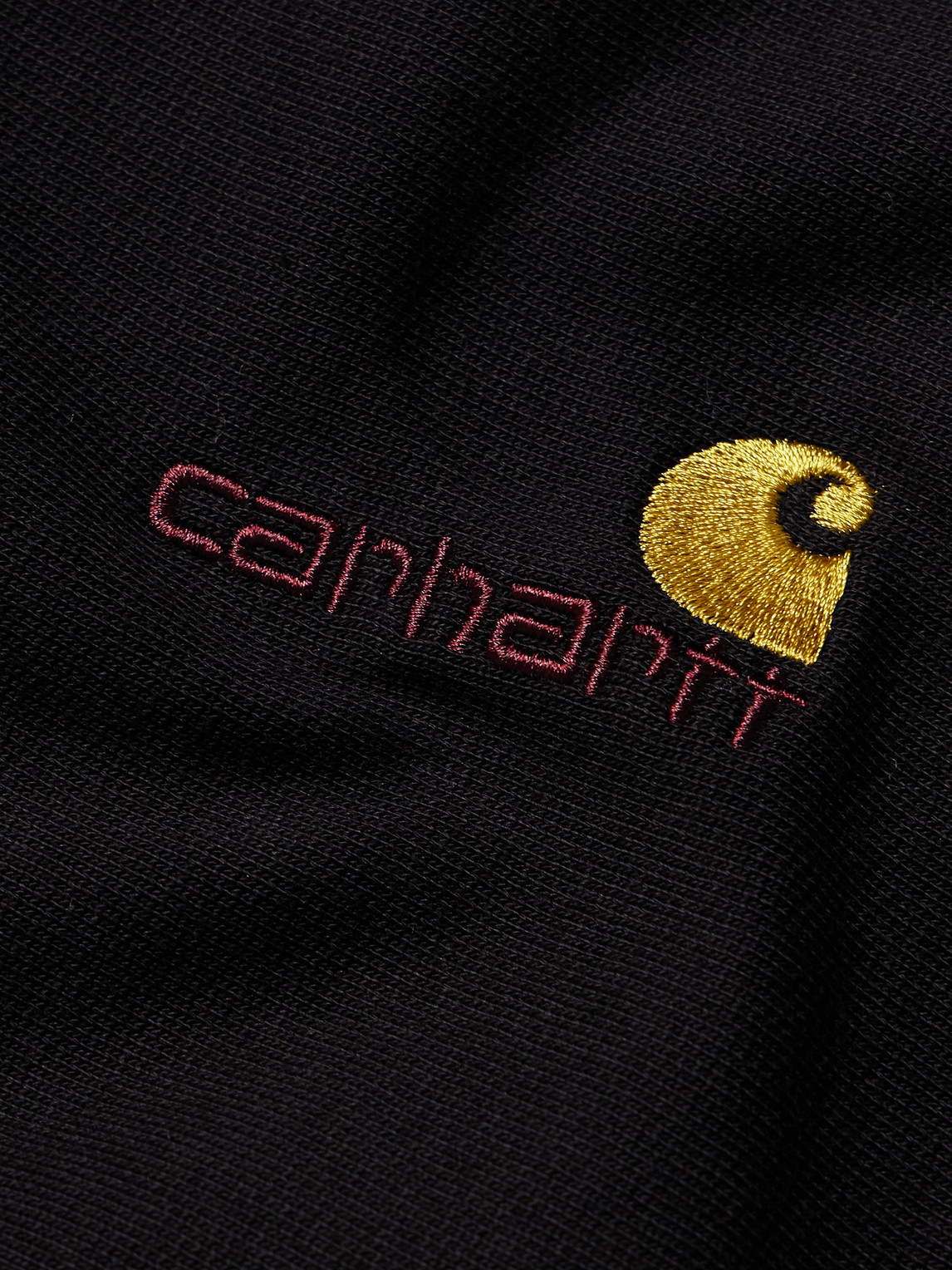 Shop Carhartt American Script Logo-embroidered Cotton-blend Jersey Hoodie In Black