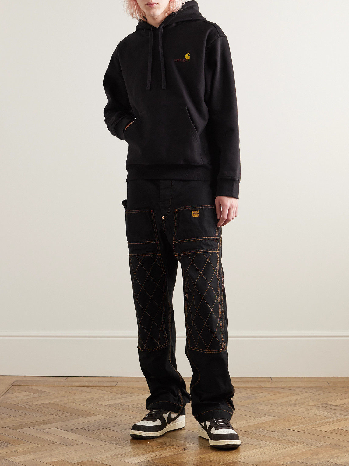Carhartt -wip Hooded American Script Sweatshirt In Black