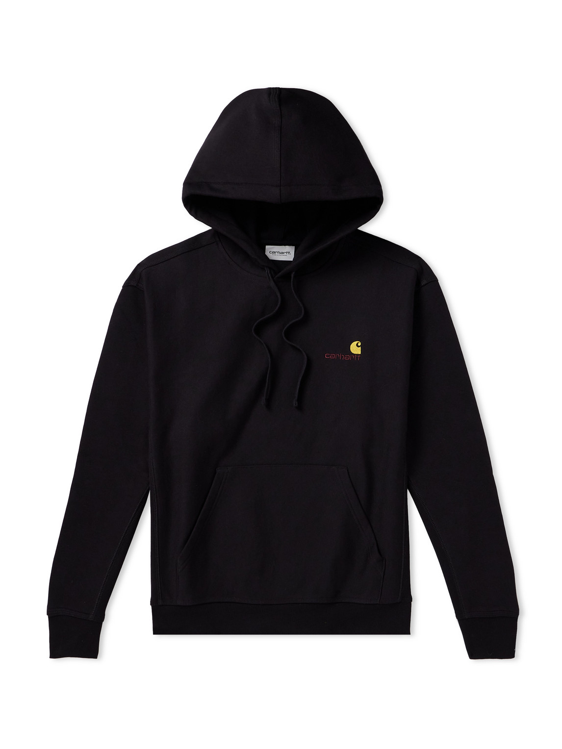 Shop Carhartt American Script Logo-embroidered Cotton-blend Jersey Hoodie In Black