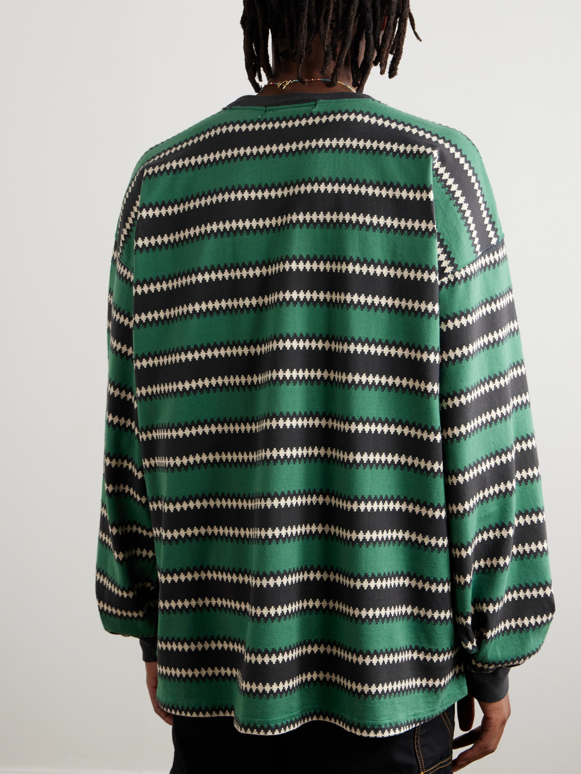 Shop Remi Relief Striped Cotton-jersey T-shirt In Green